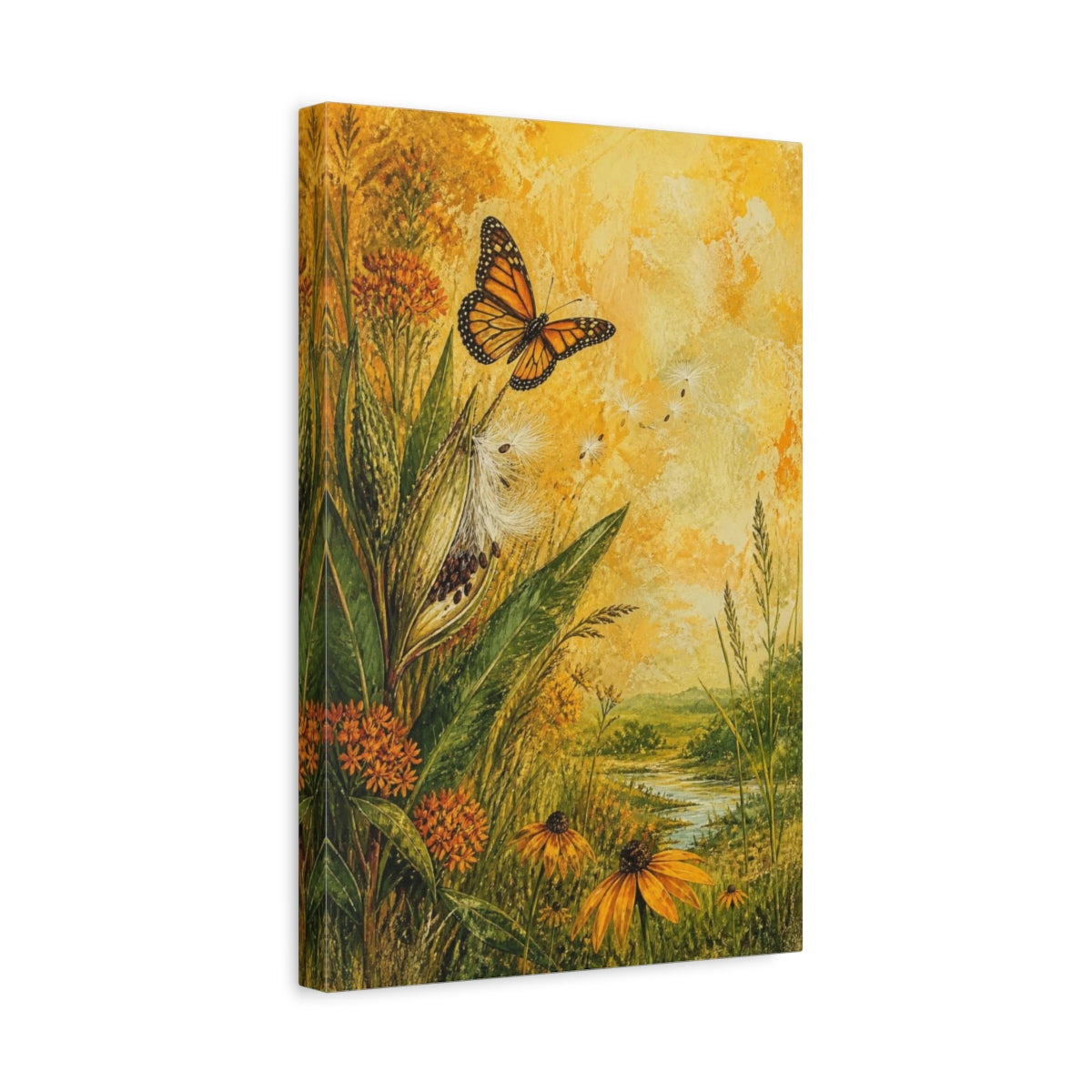 Side Mockup 4. Monarch Nature Meadow shown as canvas print