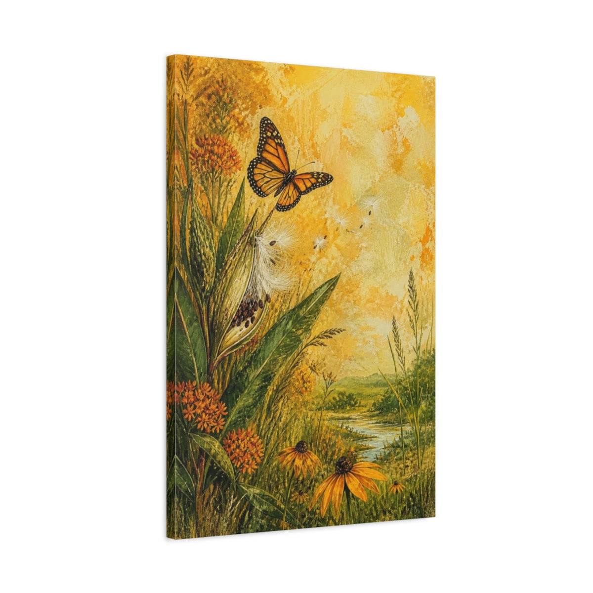 Side Mockup 2. Monarch Nature Meadow shown as canvas print