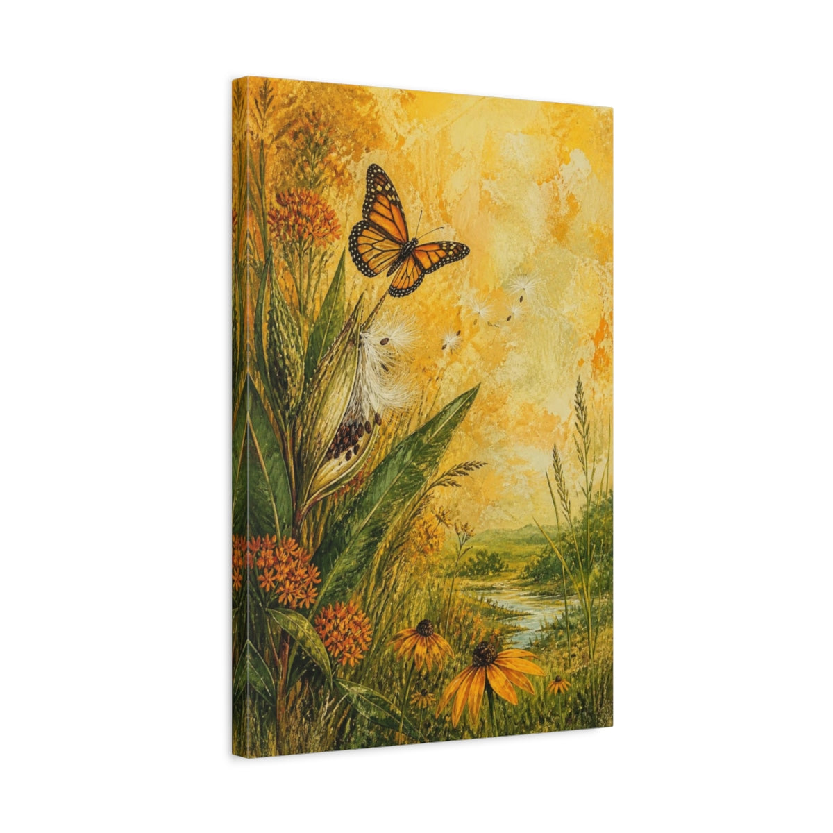Side Mockup 3. Monarch Nature Meadow shown as canvas print