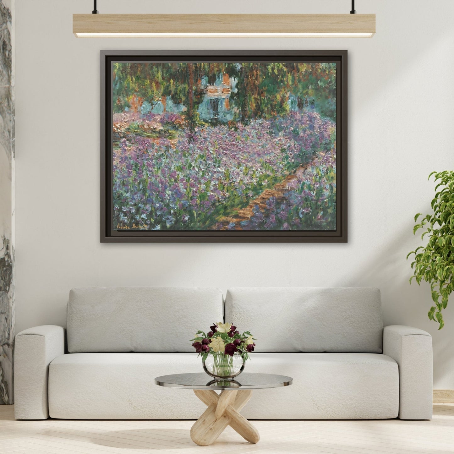 Monet Artists Garden at Giverny - Framed Floral Canvas Wall Art Print