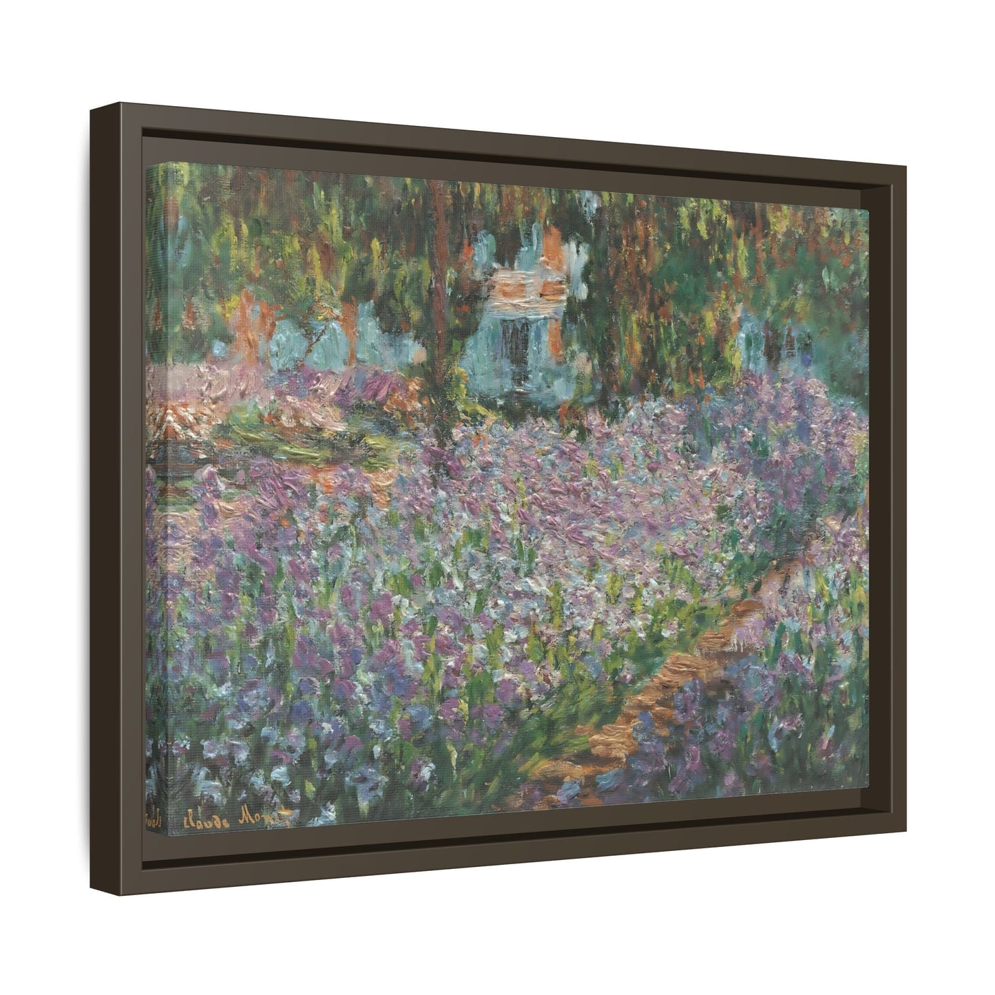 Monet Artists Garden at Giverny - Framed Floral Canvas Wall Art Print