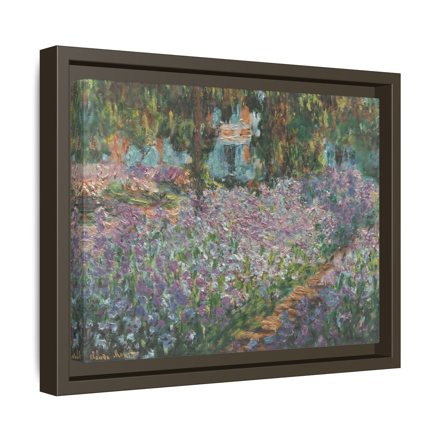 Monet Artists Garden at Giverny - Framed Floral Canvas Wall Art Print