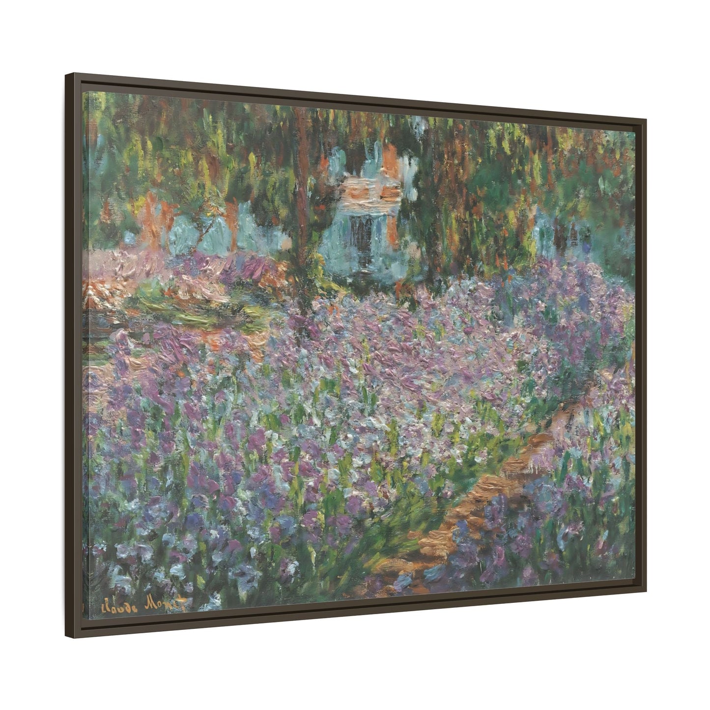 Monet Artists Garden at Giverny - Framed Floral Canvas Wall Art Print