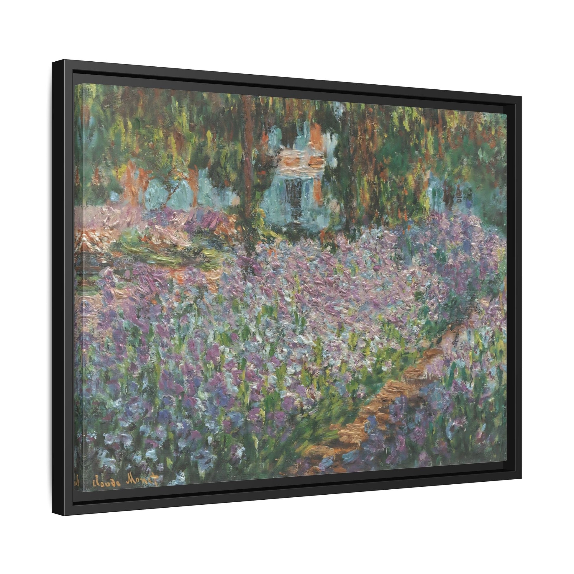 Monet Artists Garden at Giverny - Framed Floral Canvas Wall Art Print