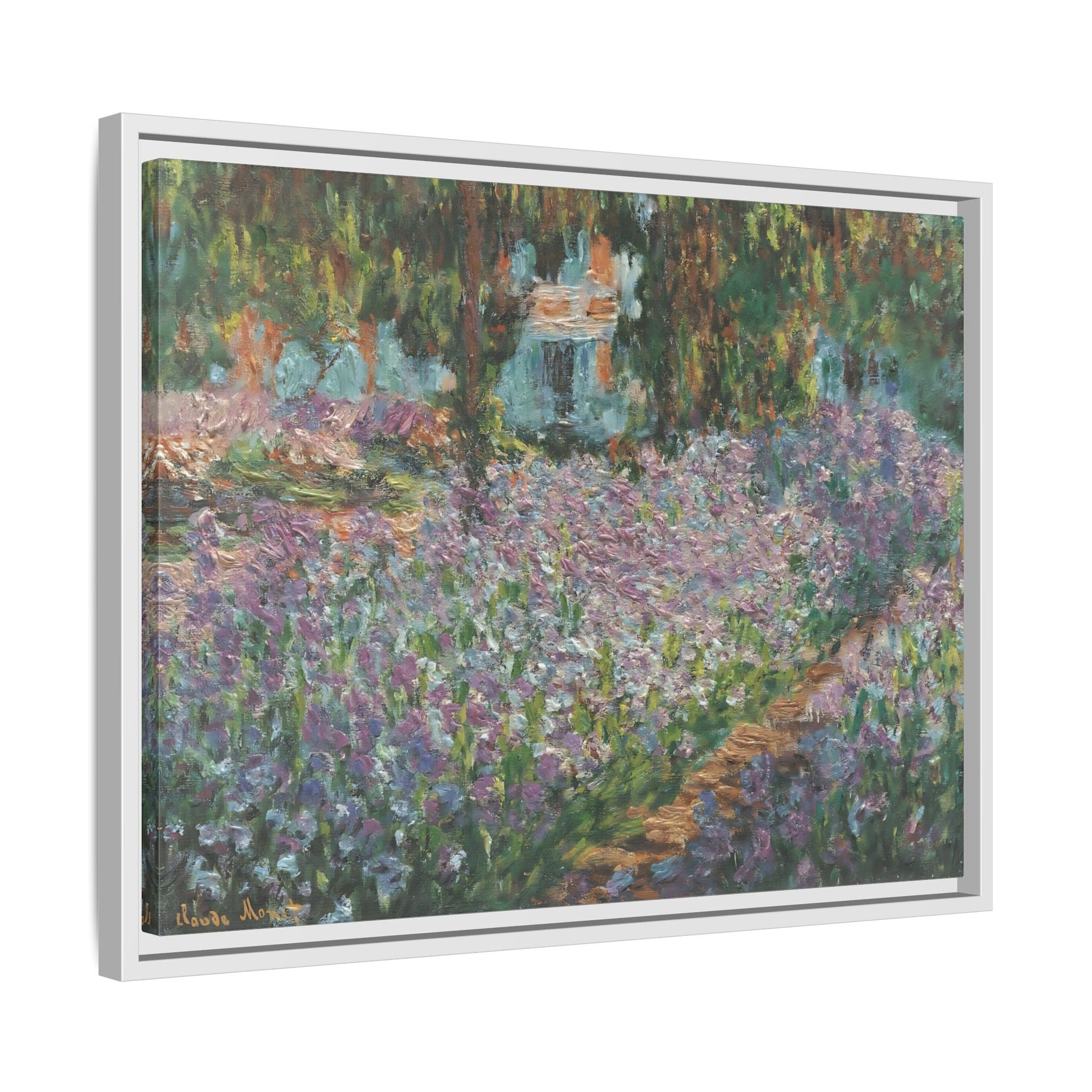 Monet Artists Garden at Giverny - Framed Floral Canvas Wall Art Print