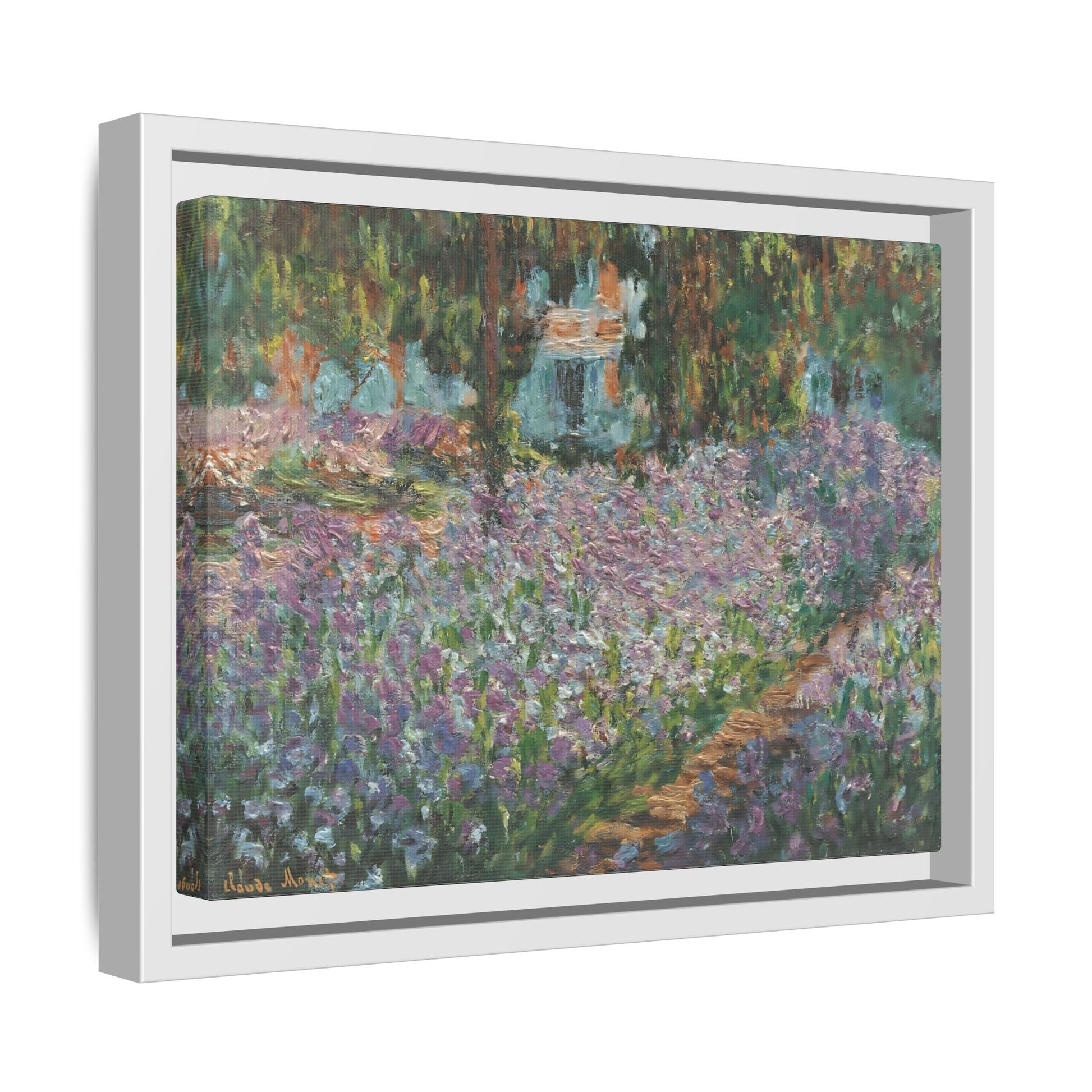 Monet Artists Garden at Giverny - Framed Floral Canvas Wall Art Print