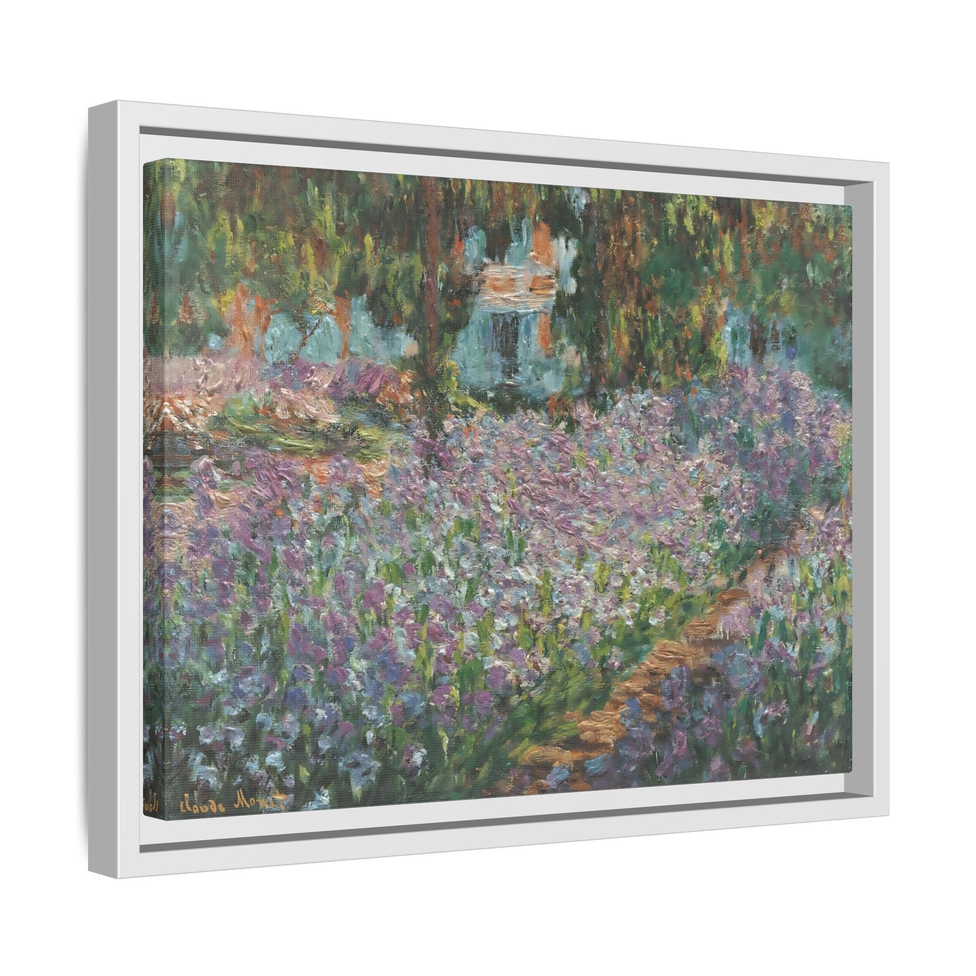 Monet Artists Garden at Giverny - Framed Floral Canvas Wall Art Print