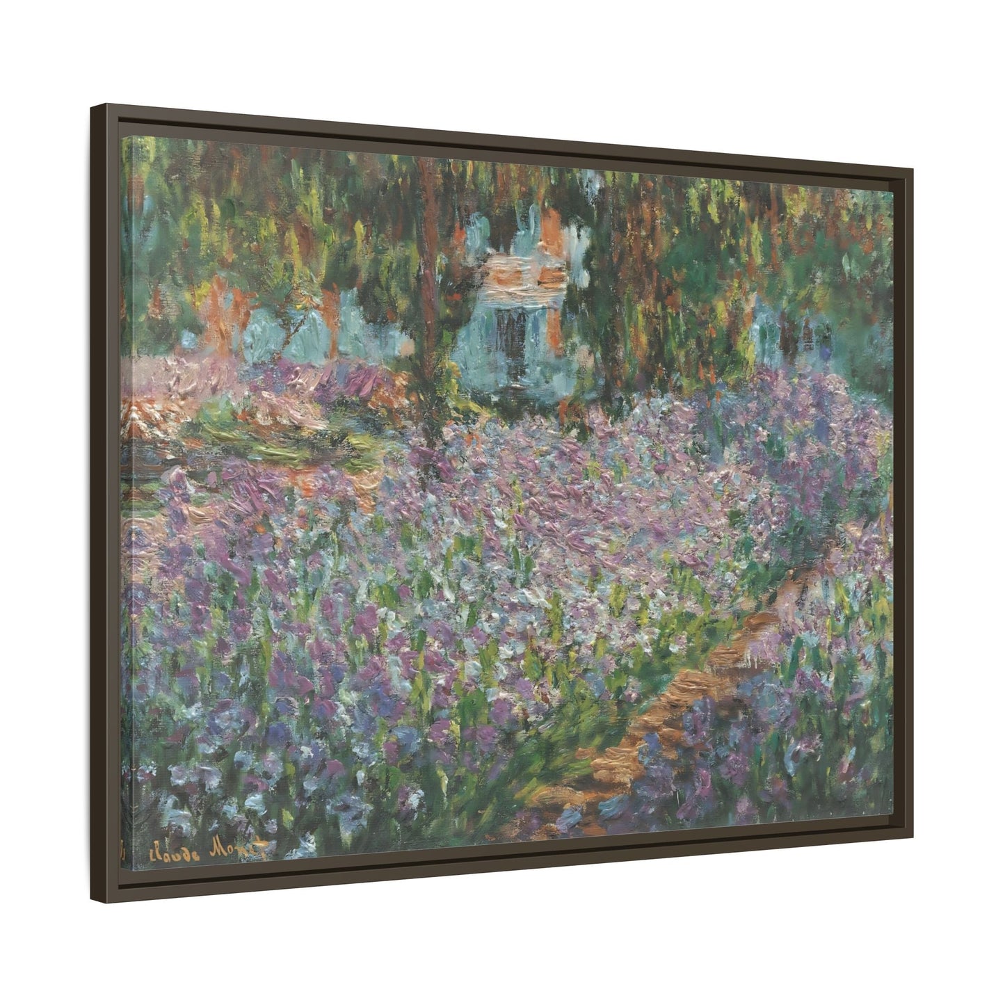 Monet Artists Garden at Giverny - Framed Floral Canvas Wall Art Print