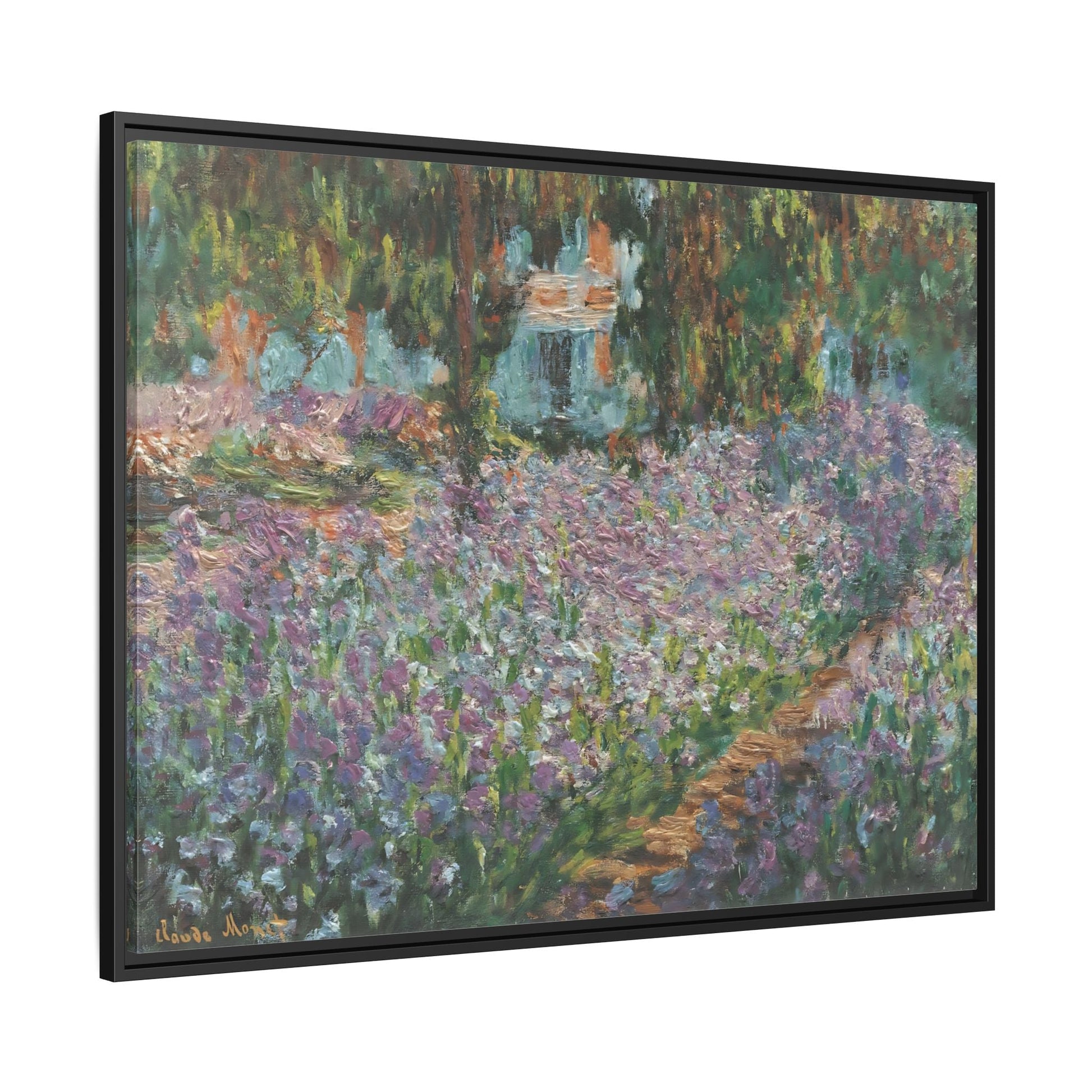 Monet Artists Garden at Giverny - Framed Floral Canvas Wall Art Print