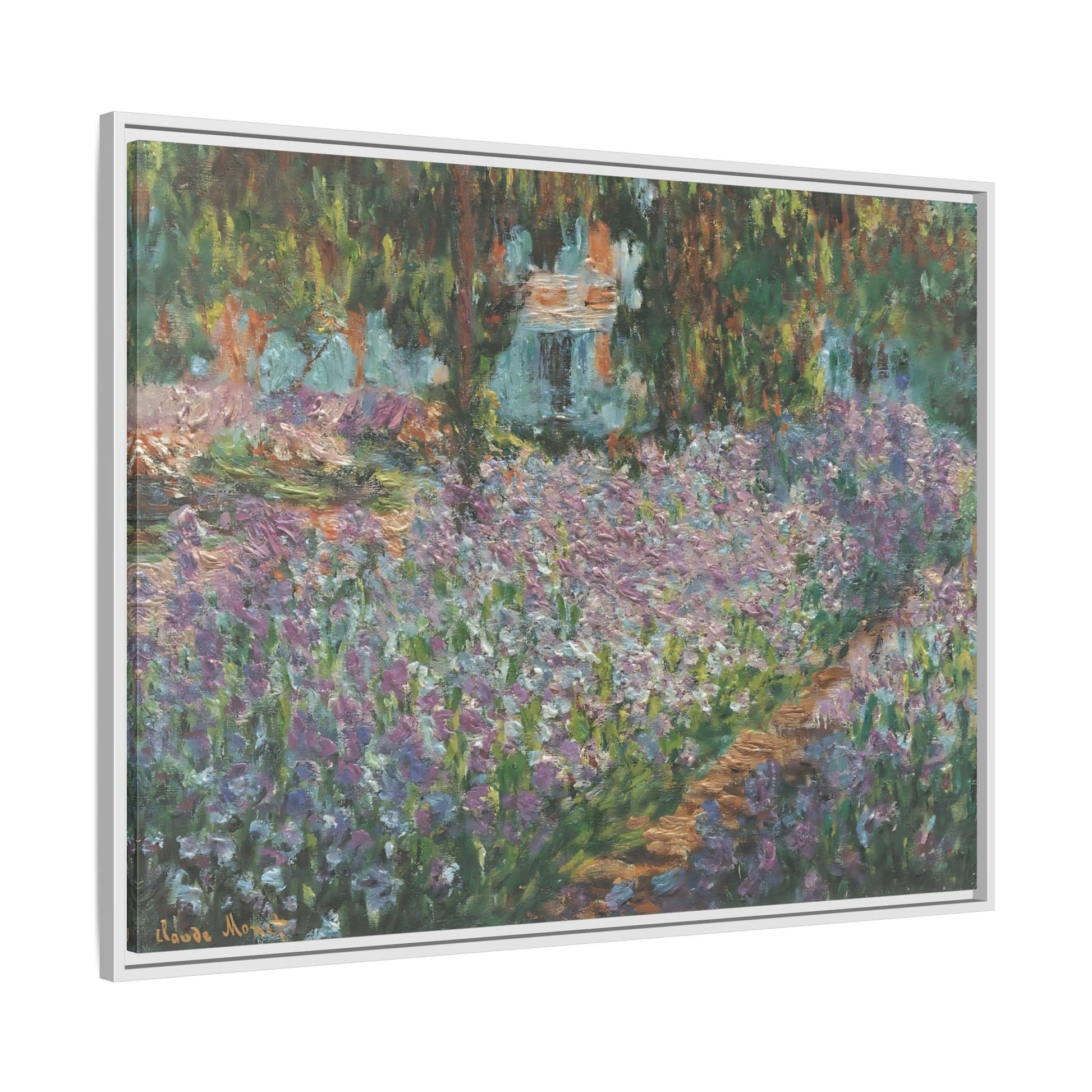 Monet Artists Garden at Giverny - Framed Floral Canvas Wall Art Print