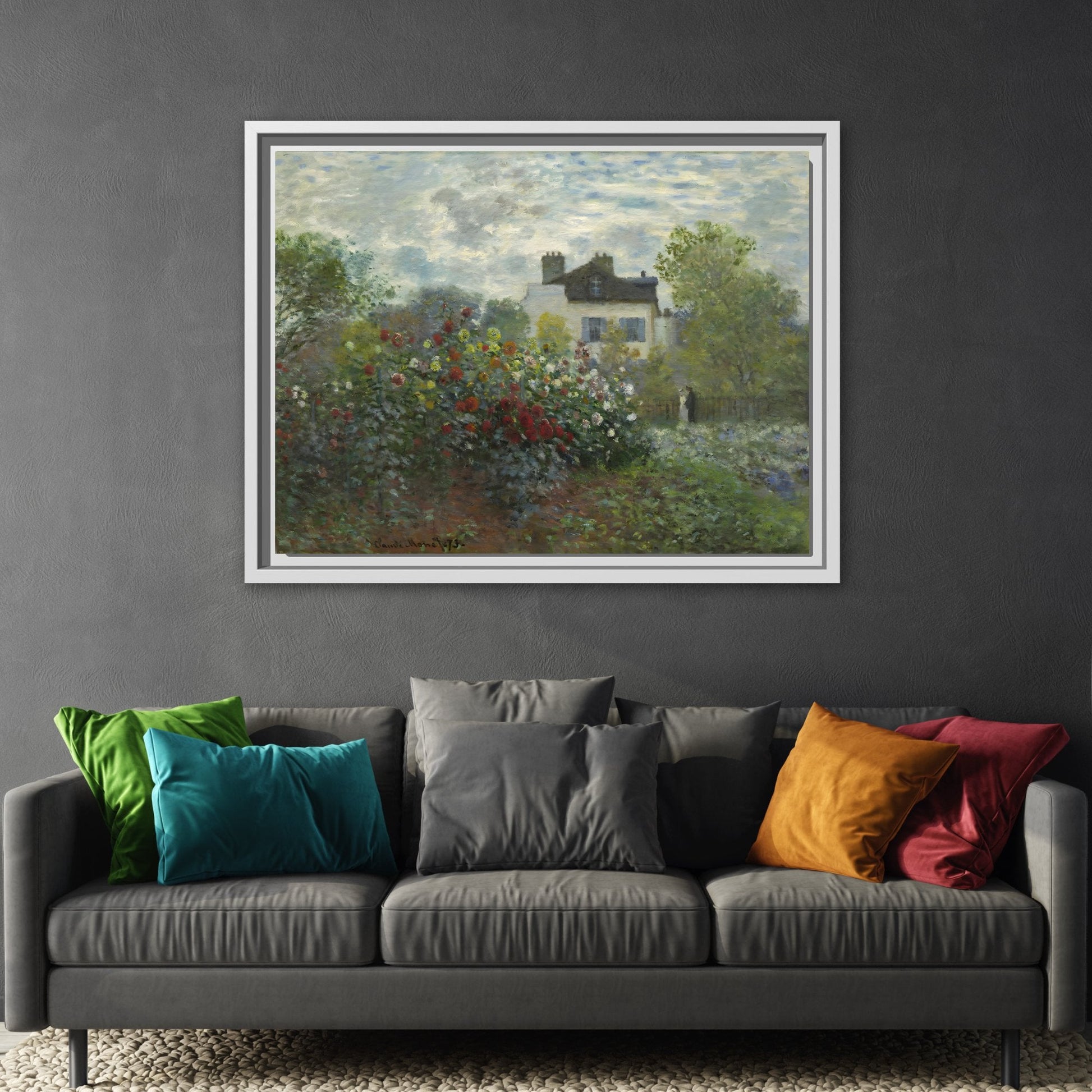 Monet Garden at Argenteuil Canvas Print - Framed Floral Wall Art