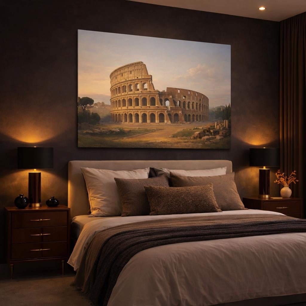 Mono Luxury Colosseum Vintage - Canvas Wall Art Print - YesArtYes