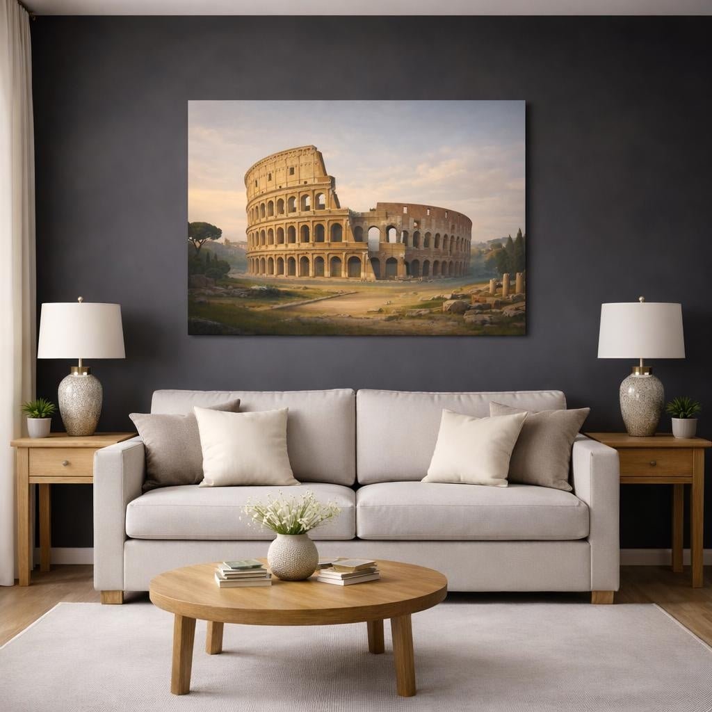 Mono Luxury Colosseum Vintage - Canvas Wall Art Print - YesArtYes