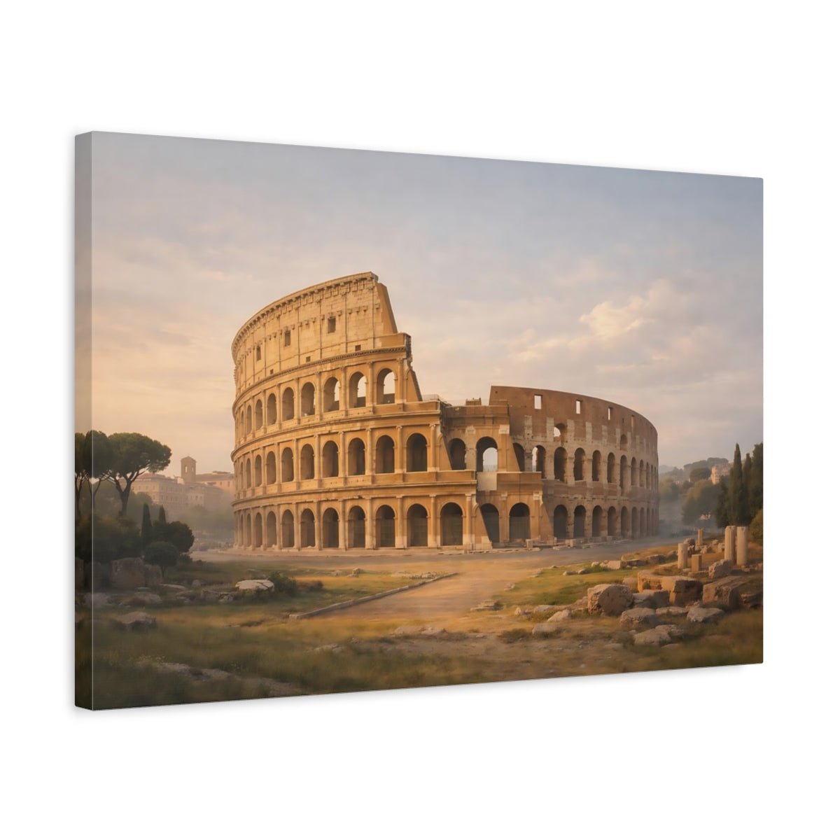 Mono Luxury Colosseum Vintage - Canvas Wall Art Print - YesArtYes