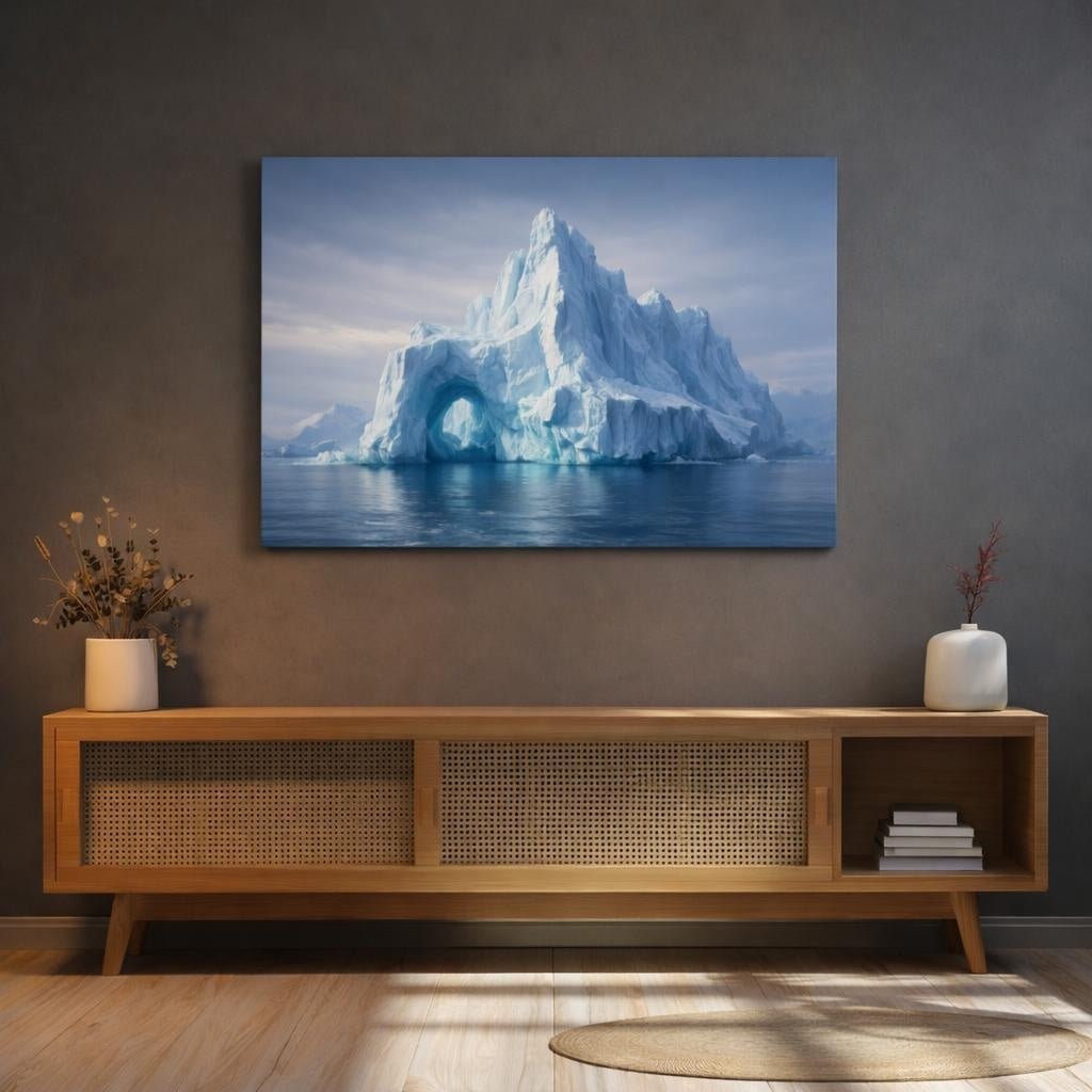 Mono Luxury Iceberg Ocean Nature - Canvas Wall Art Print - YesArtYes