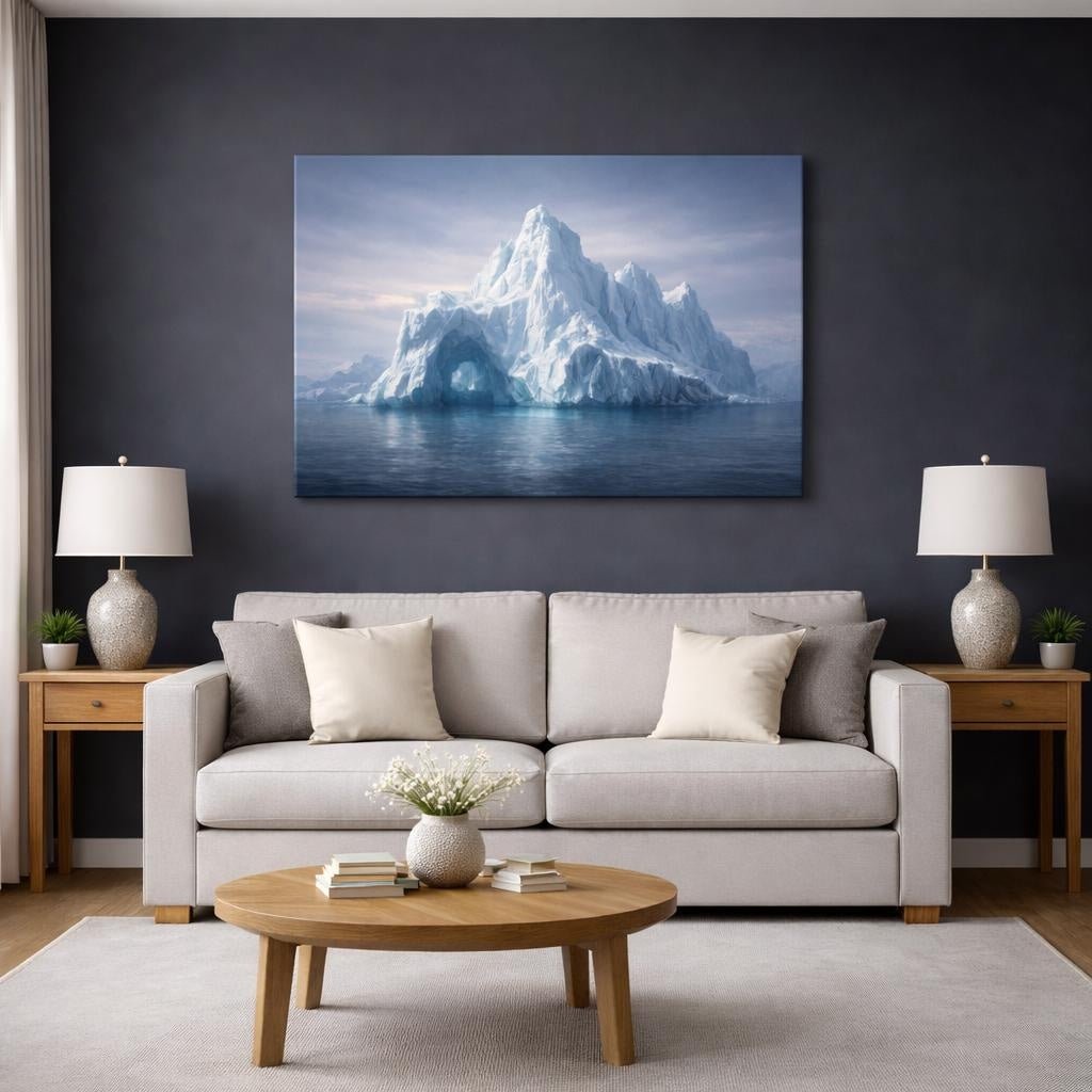 Mono Luxury Iceberg Ocean Nature - Canvas Wall Art Print - YesArtYes