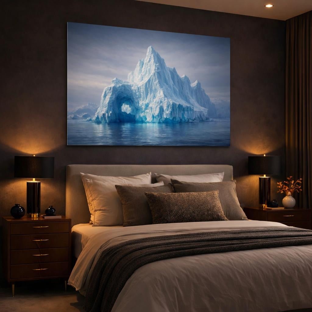 Mono Luxury Iceberg Ocean Nature - Canvas Wall Art Print - YesArtYes