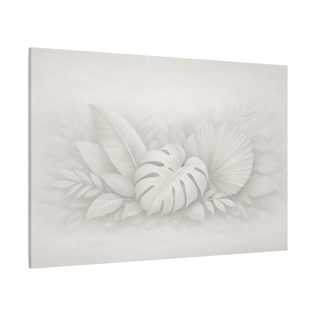 Mono Luxury Leaves Neutral shown as stretched canvas wall art