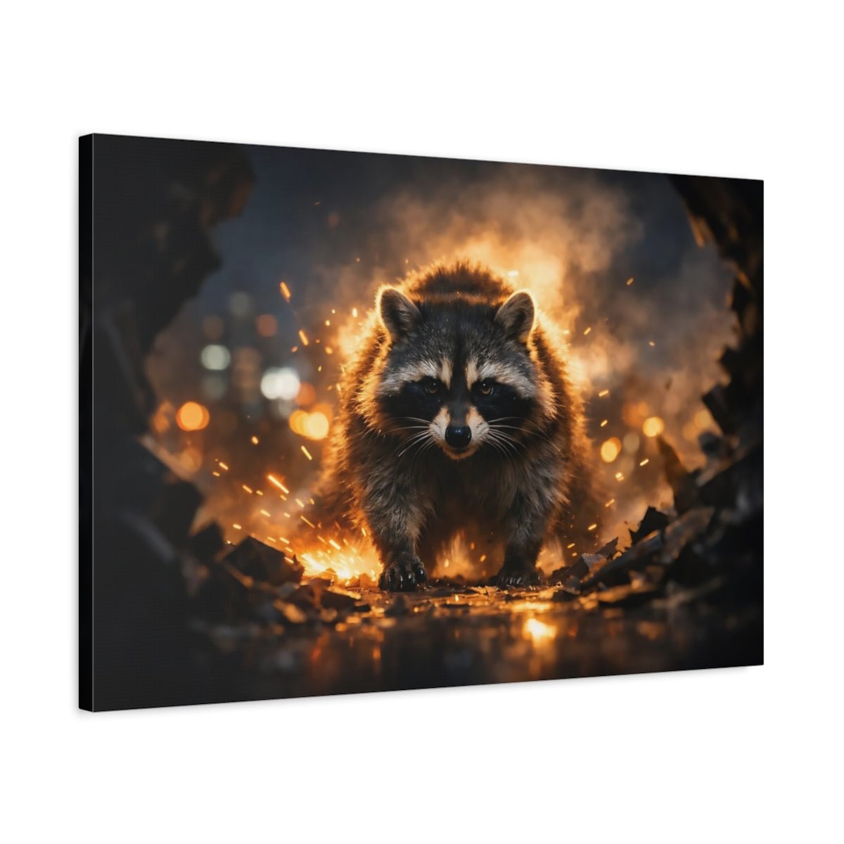 Mono Luxury Raccoon Animals - Canvas Wall Art Print - YesArtYes