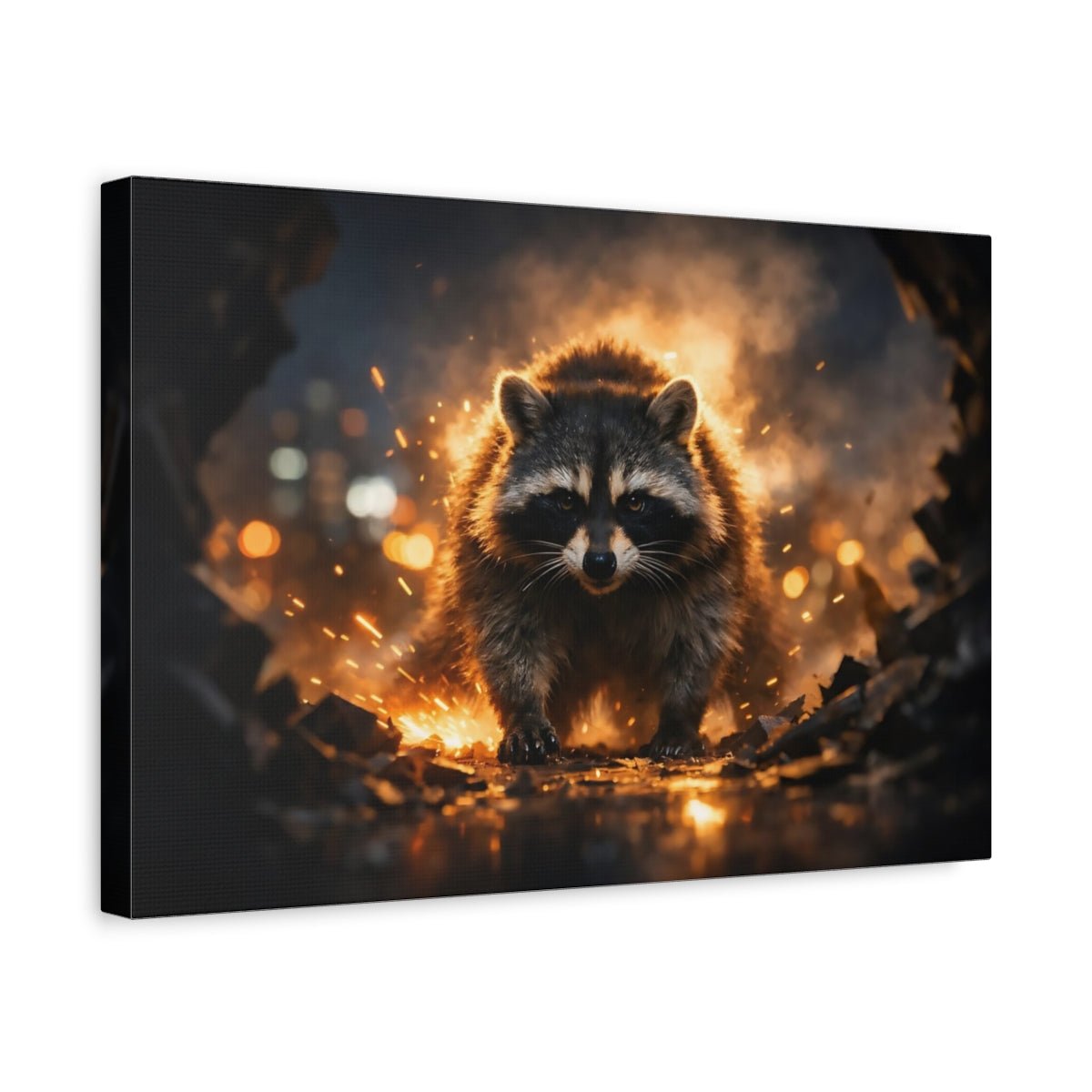 Mono Luxury Raccoon Animals - Canvas Wall Art Print - YesArtYes