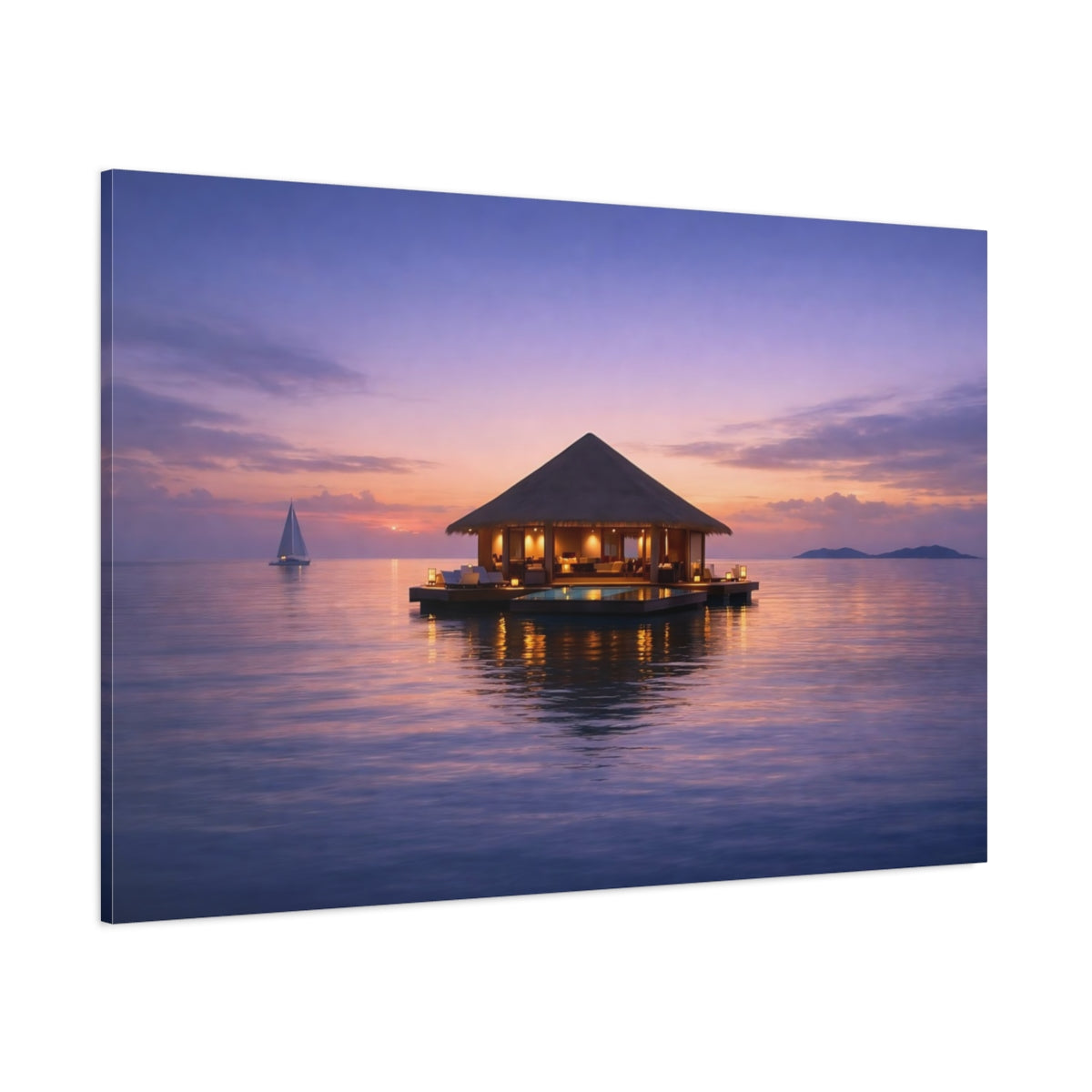 Mono Luxury Seascape Evening shown as stretched canvas wall art