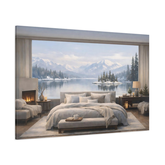 Mono Luxury Winter Lake shown as stretched canvas wall art