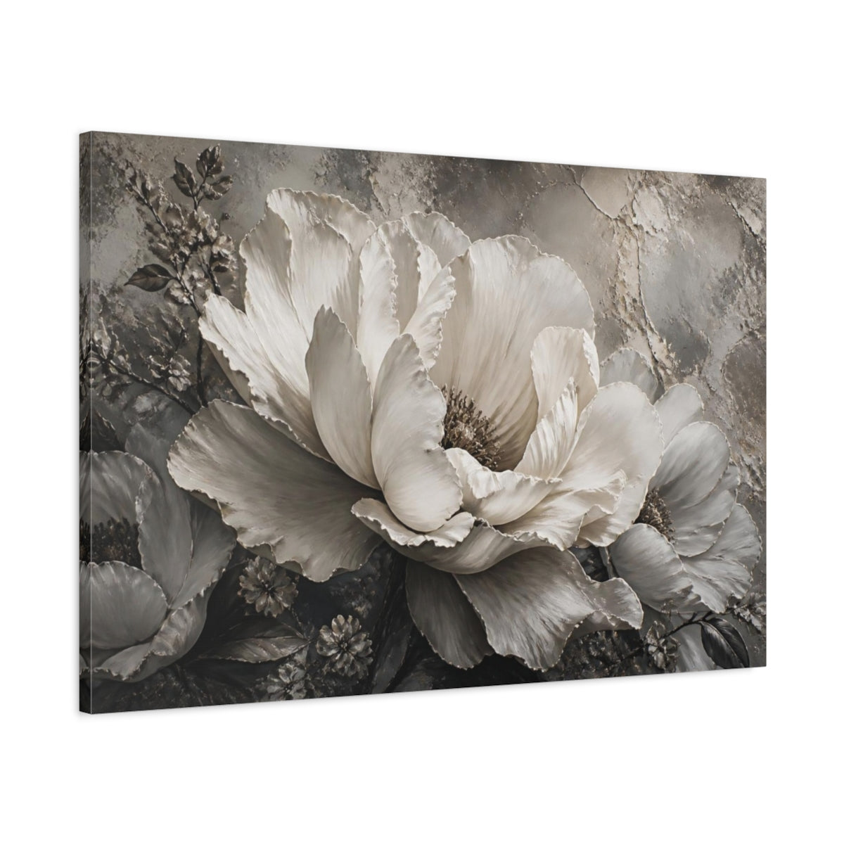 Main Mockup. Monochrome Peony Flower shown as canvas print