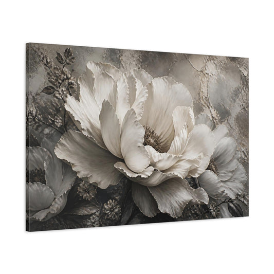 Main Mockup. Monochrome Peony Flower shown as canvas print