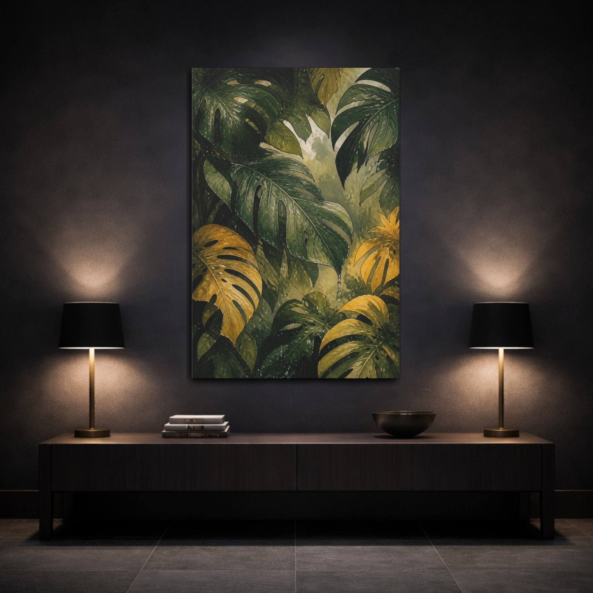 Mockup 3. Monstera Nature Study shown as canvas print
