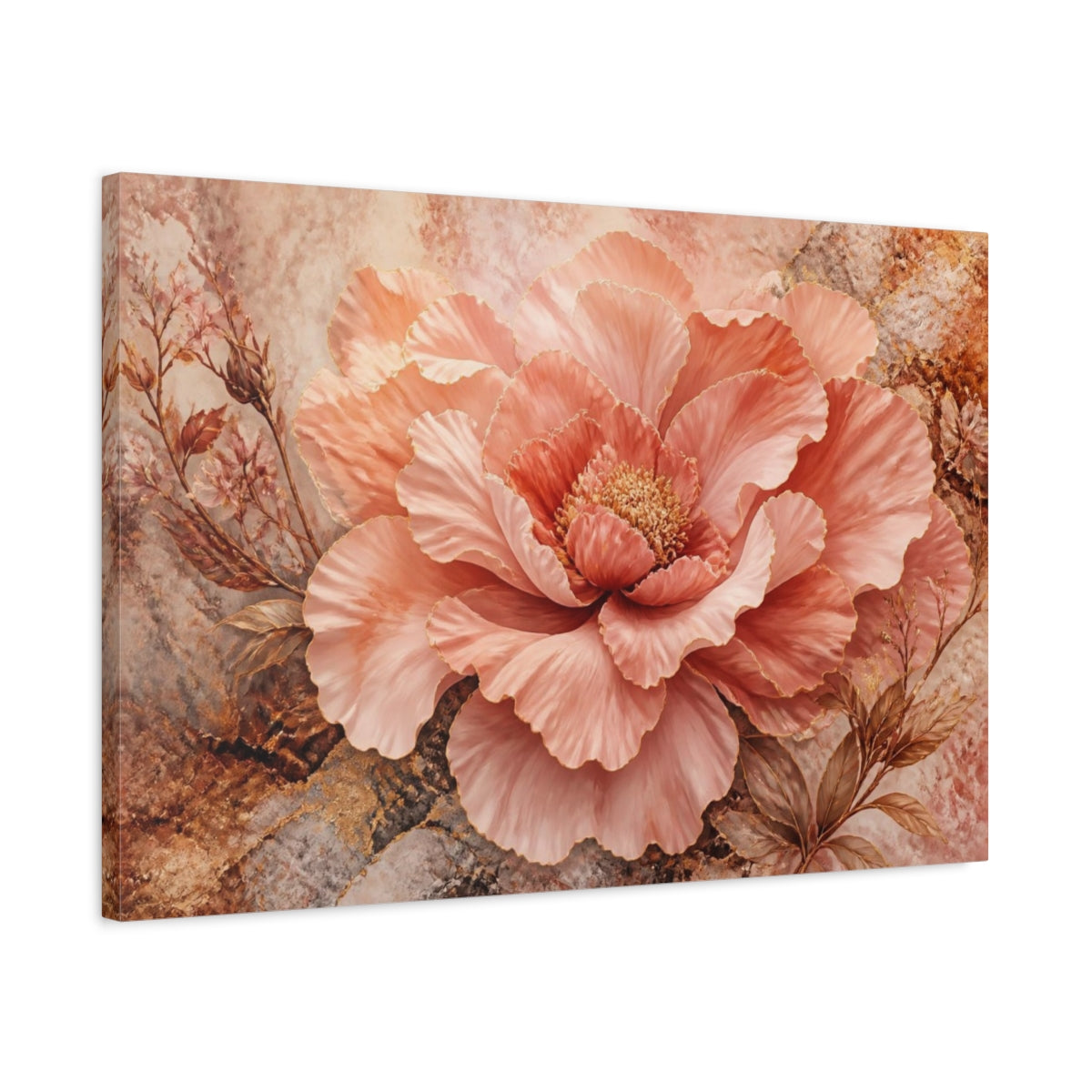 Side Mockup 2. Monumental Blush Peony shown as canvas print