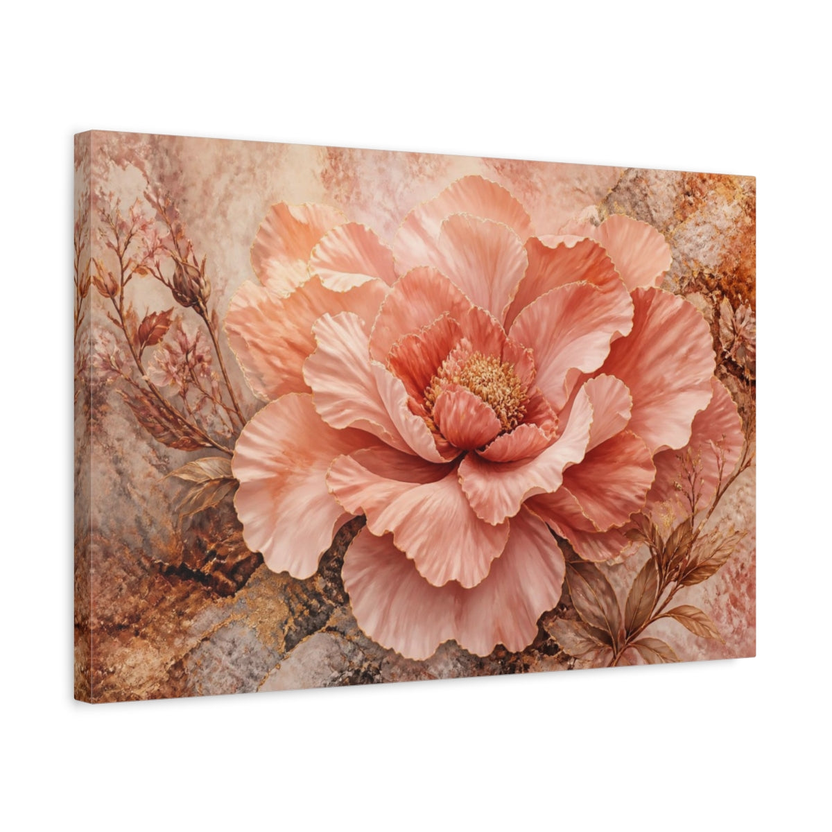 Side Mockup 3. Monumental Blush Peony shown as canvas print