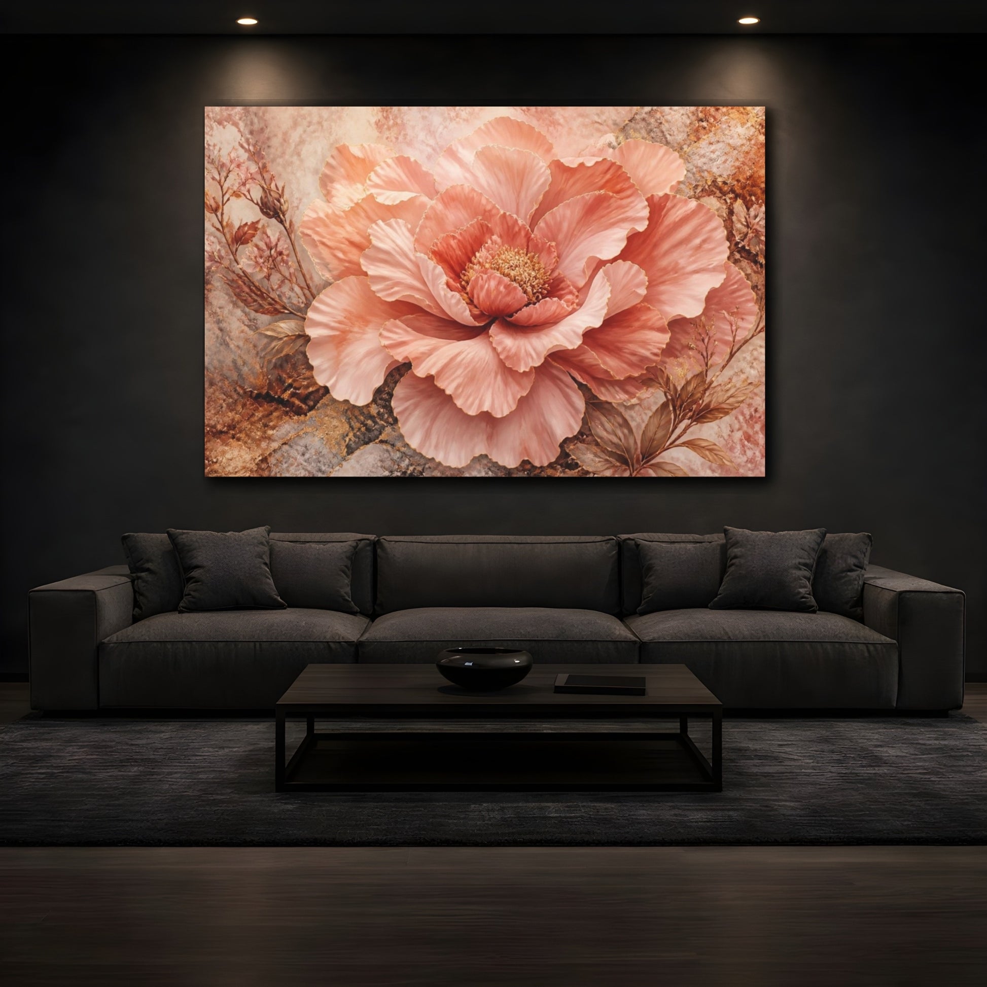 Mockup 3. Monumental Blush Peony shown as canvas print