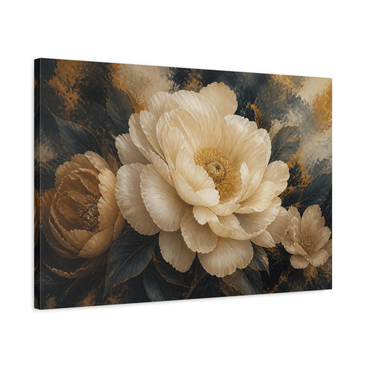 Side Mockup 2. Monumental Cream Bloom shown as canvas print
