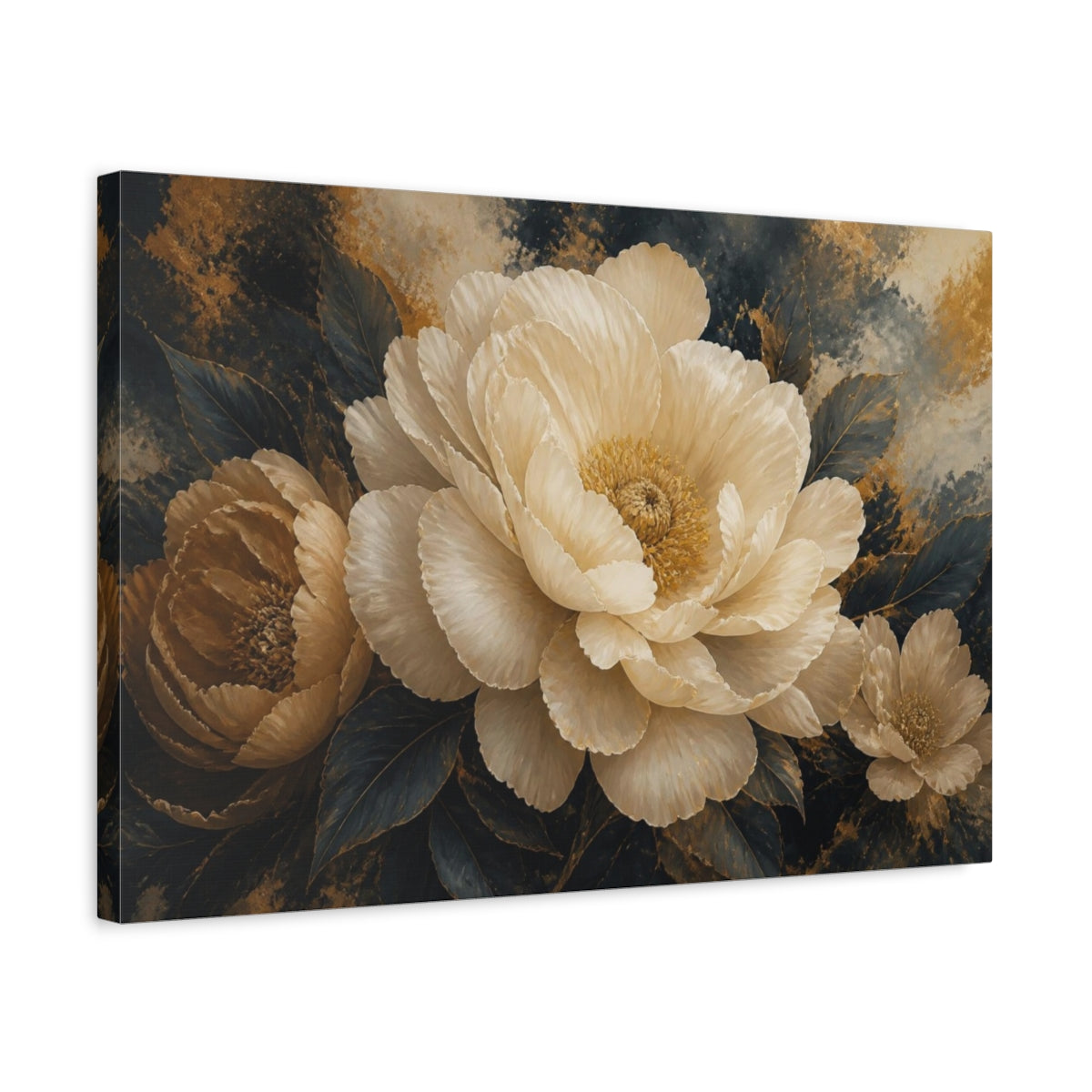 Side Mockup 3. Monumental Cream Bloom shown as canvas print