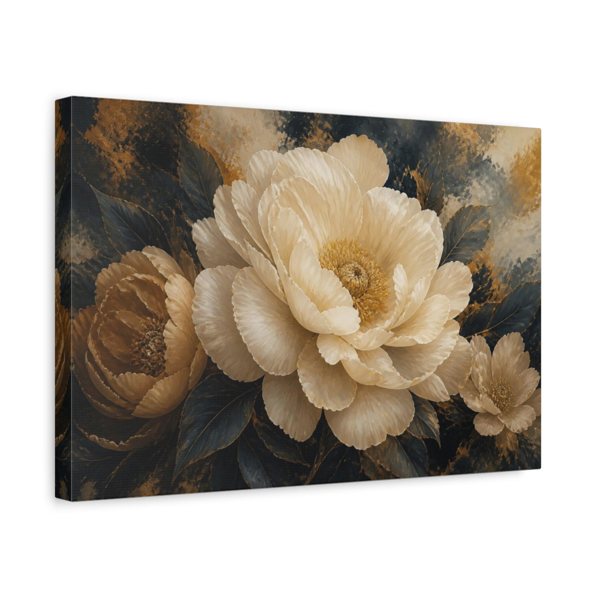 Side Mockup 4. Monumental Cream Bloom shown as canvas print