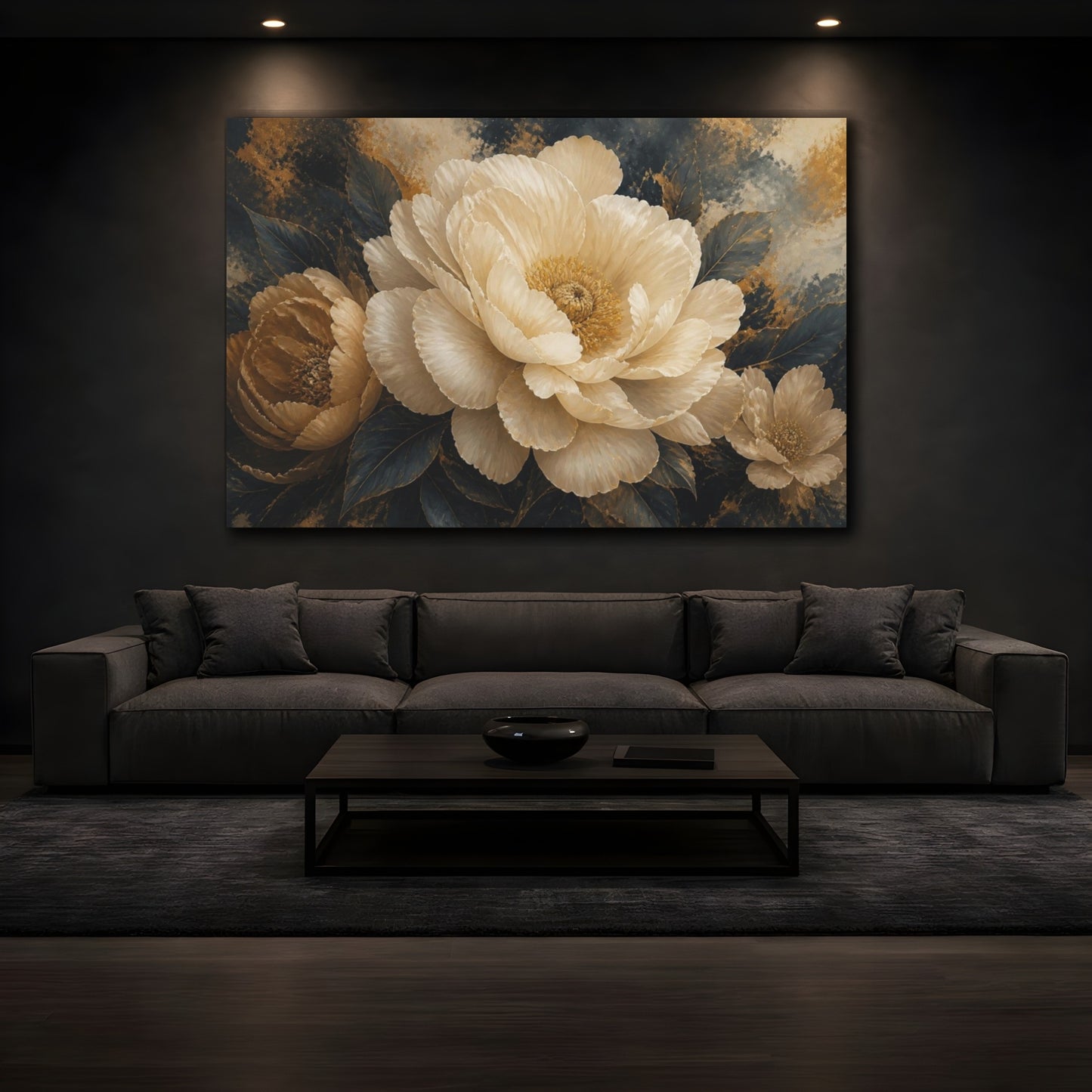 Mockup 3. Monumental Cream Bloom shown as canvas print