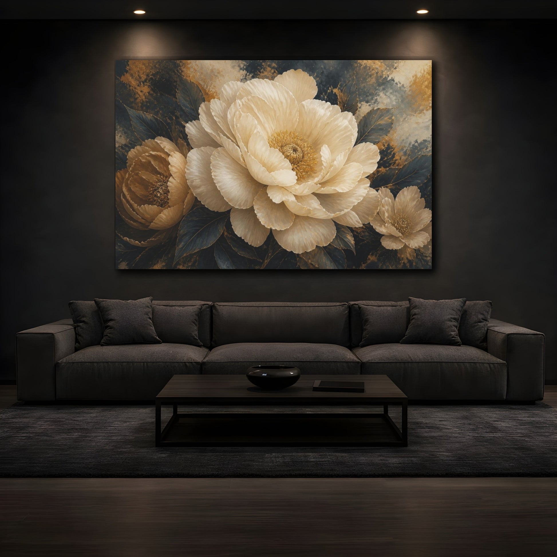 Mockup 3. Monumental Cream Bloom shown as canvas print