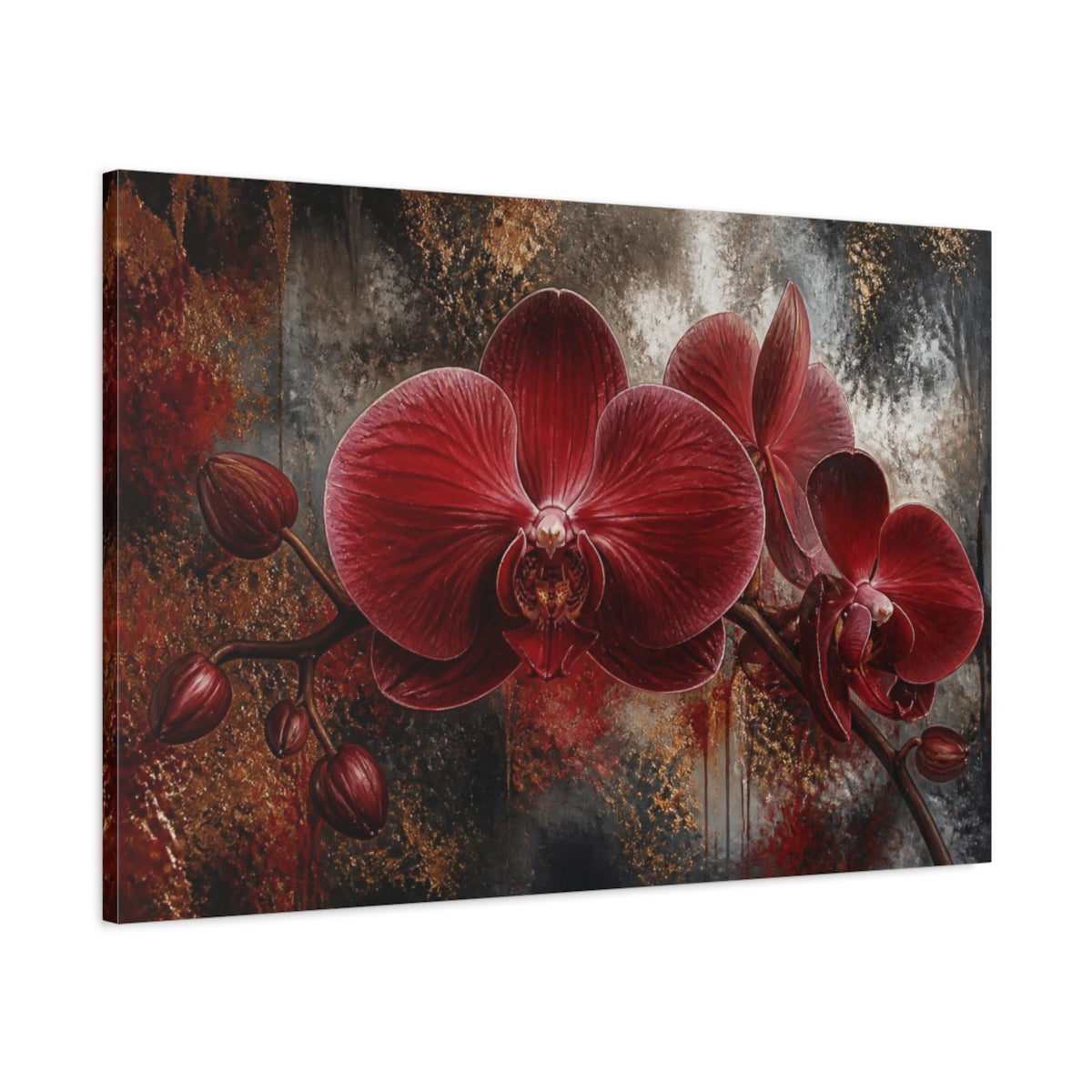 Main Mockup. Monumental Red Orchid shown as canvas print
