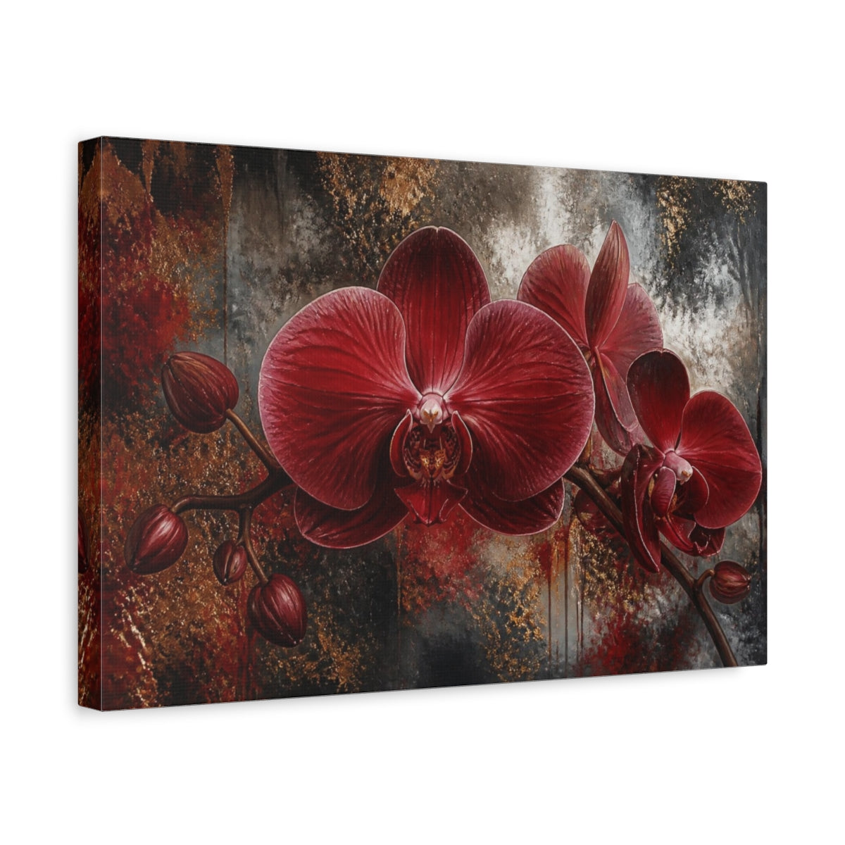 Side Mockup 4. Monumental Red Orchid shown as canvas print
