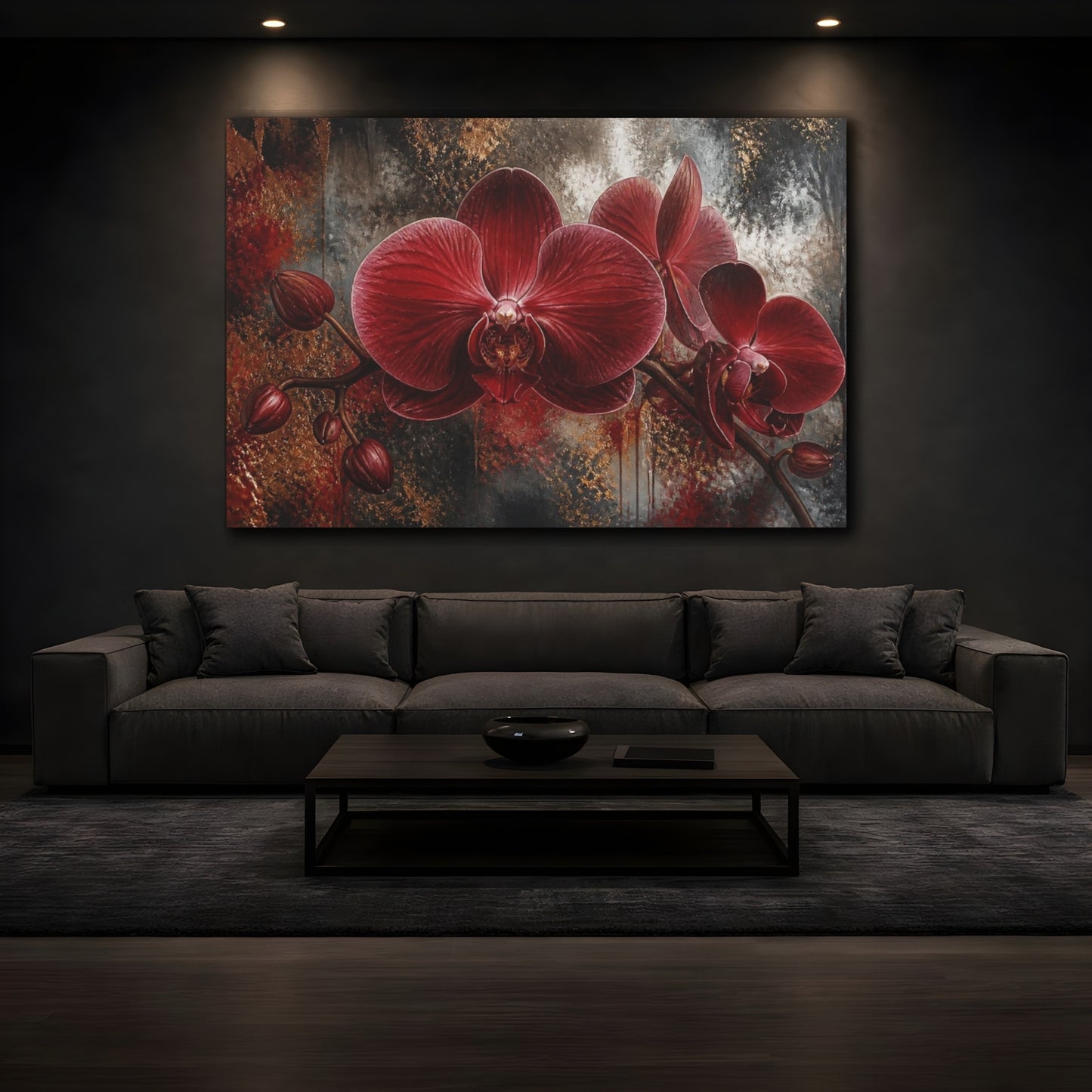 Mockup 3. Monumental Red Orchid shown as canvas print