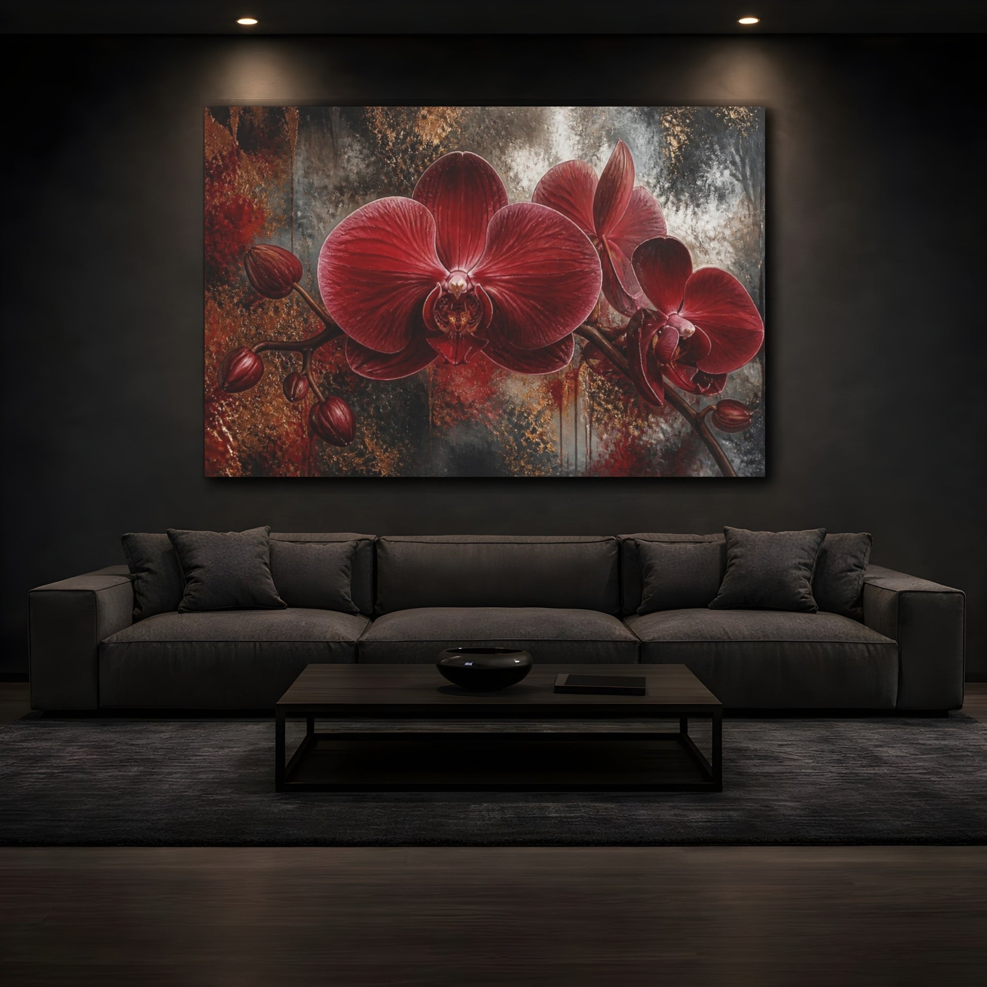 Mockup 3. Monumental Red Orchid shown as canvas print