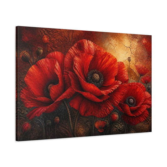 Main Mockup. Monumental Scarlet Poppies shown as canvas print
