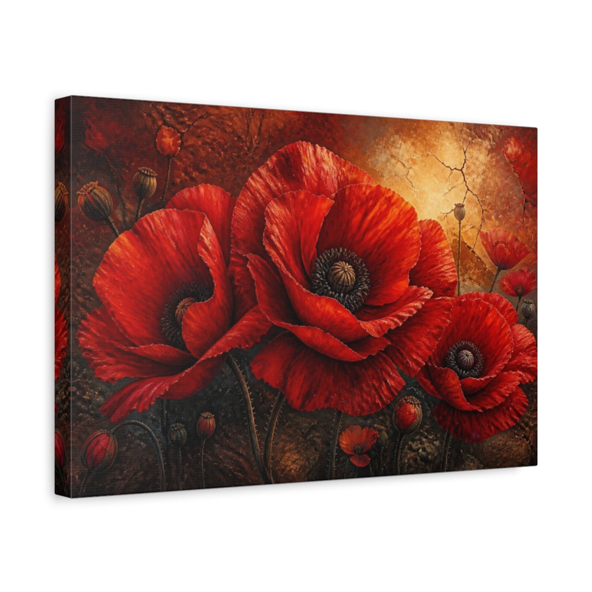 Side Mockup 4. Monumental Scarlet Poppies shown as canvas print
