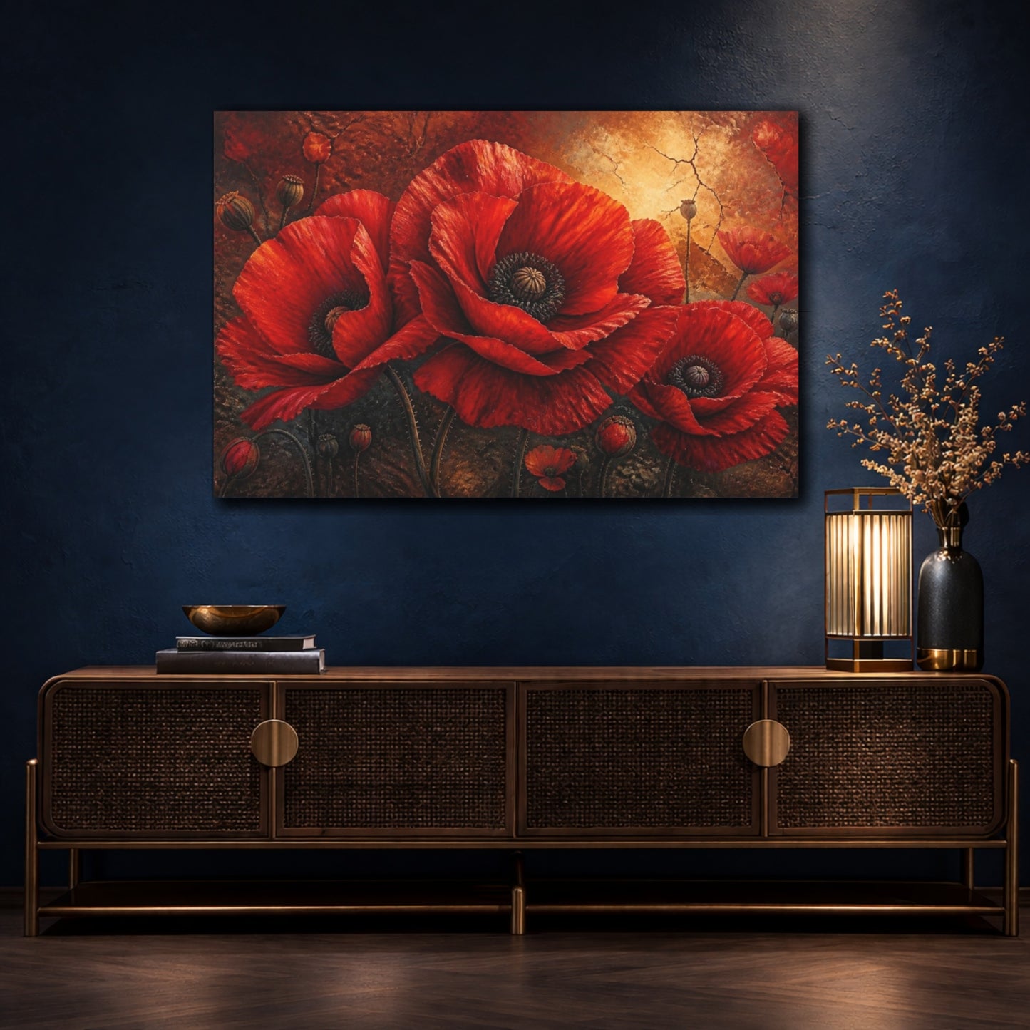 Mockup 4. Monumental Scarlet Poppies shown as canvas print