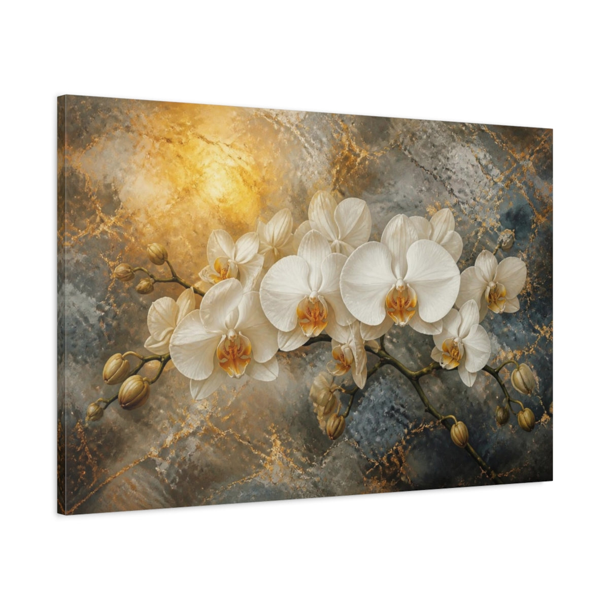 Main Mockup. Monumental White Orchid shown as canvas print