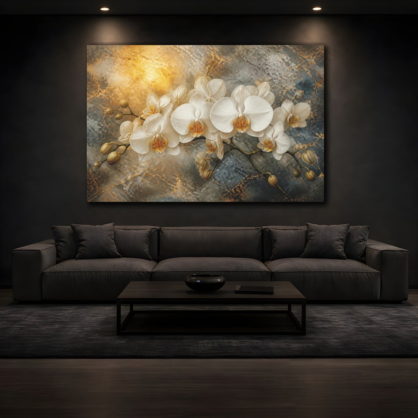 Mockup 3. Monumental White Orchid shown as canvas print
