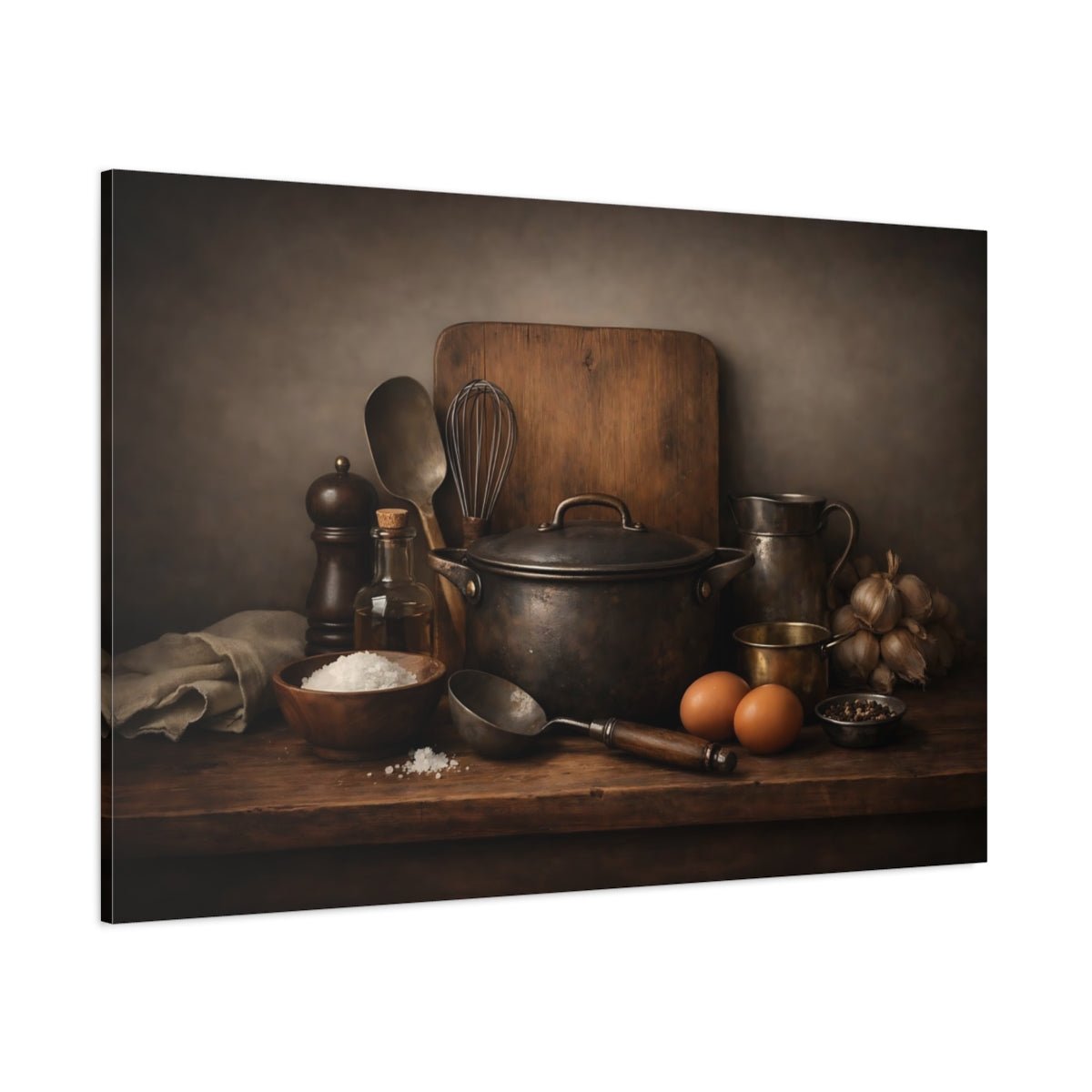 Moody Kitchen Utensils Still - Life Vintage - Canvas Wall Art Print - YesArtYes