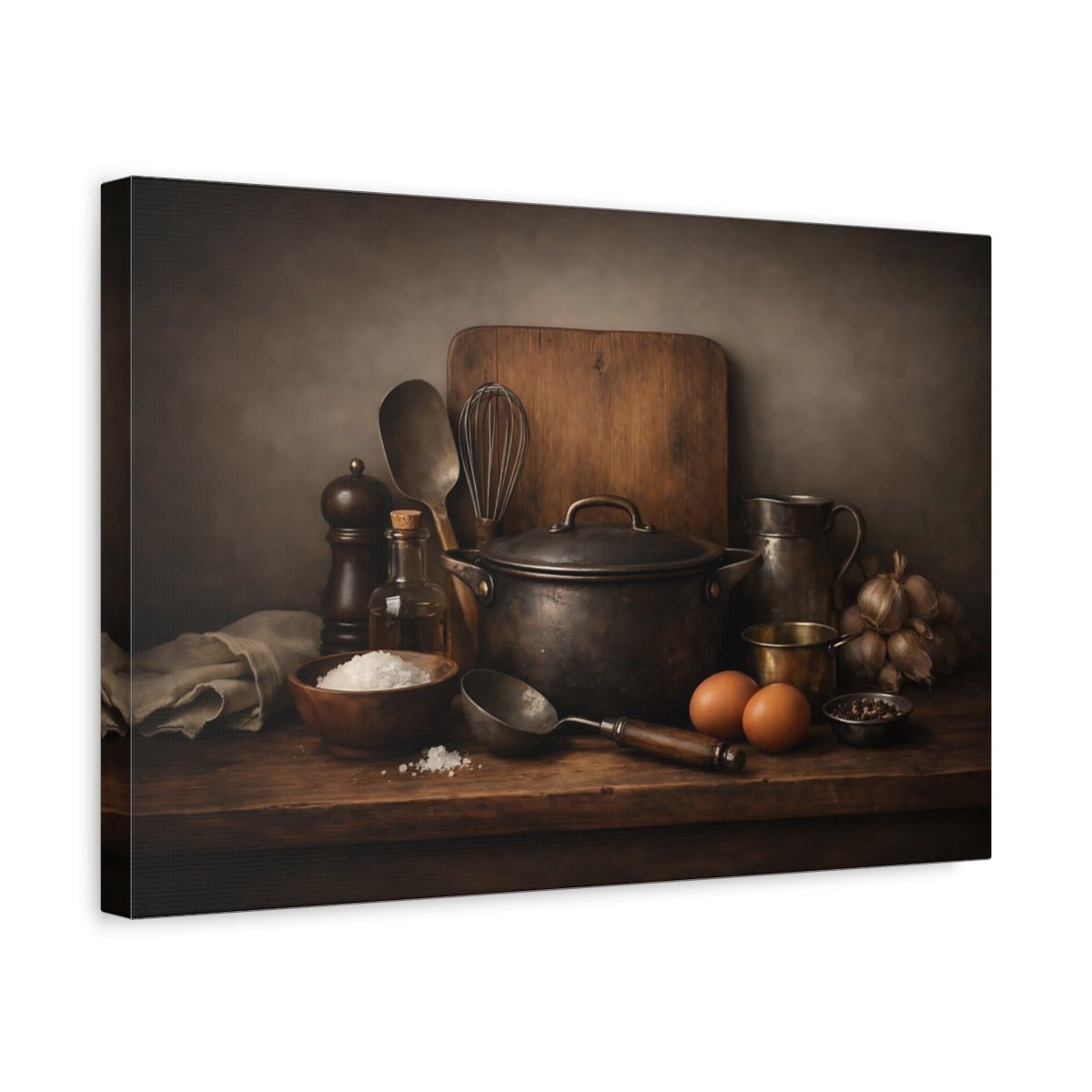 Moody Kitchen Utensils Still - Life Vintage - Canvas Wall Art Print - YesArtYes