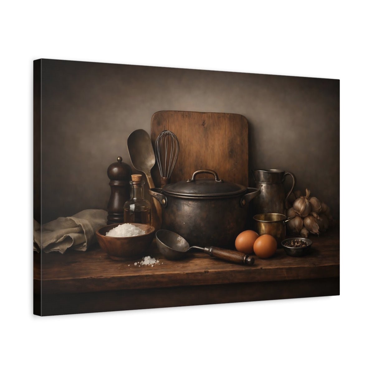 Moody Kitchen Utensils Still - Life Vintage - Canvas Wall Art Print - YesArtYes