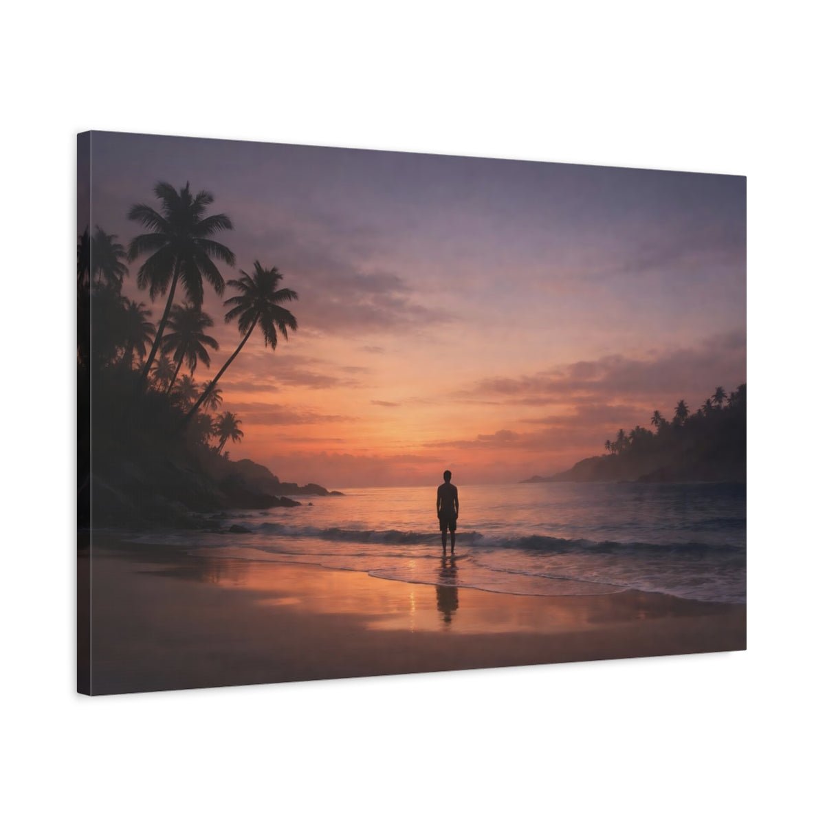 Moody Tropical Beach Sunset Nature - Canvas Wall Art Print - YesArtYes